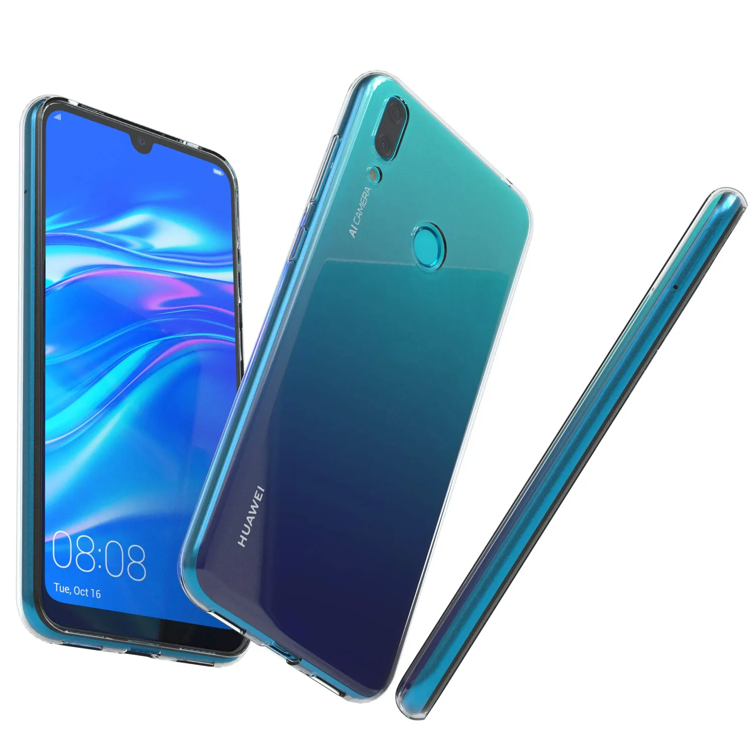 EAZY CASE Huawei Y7 Prime 2019 Silikonhülle Transparent 0,8mm