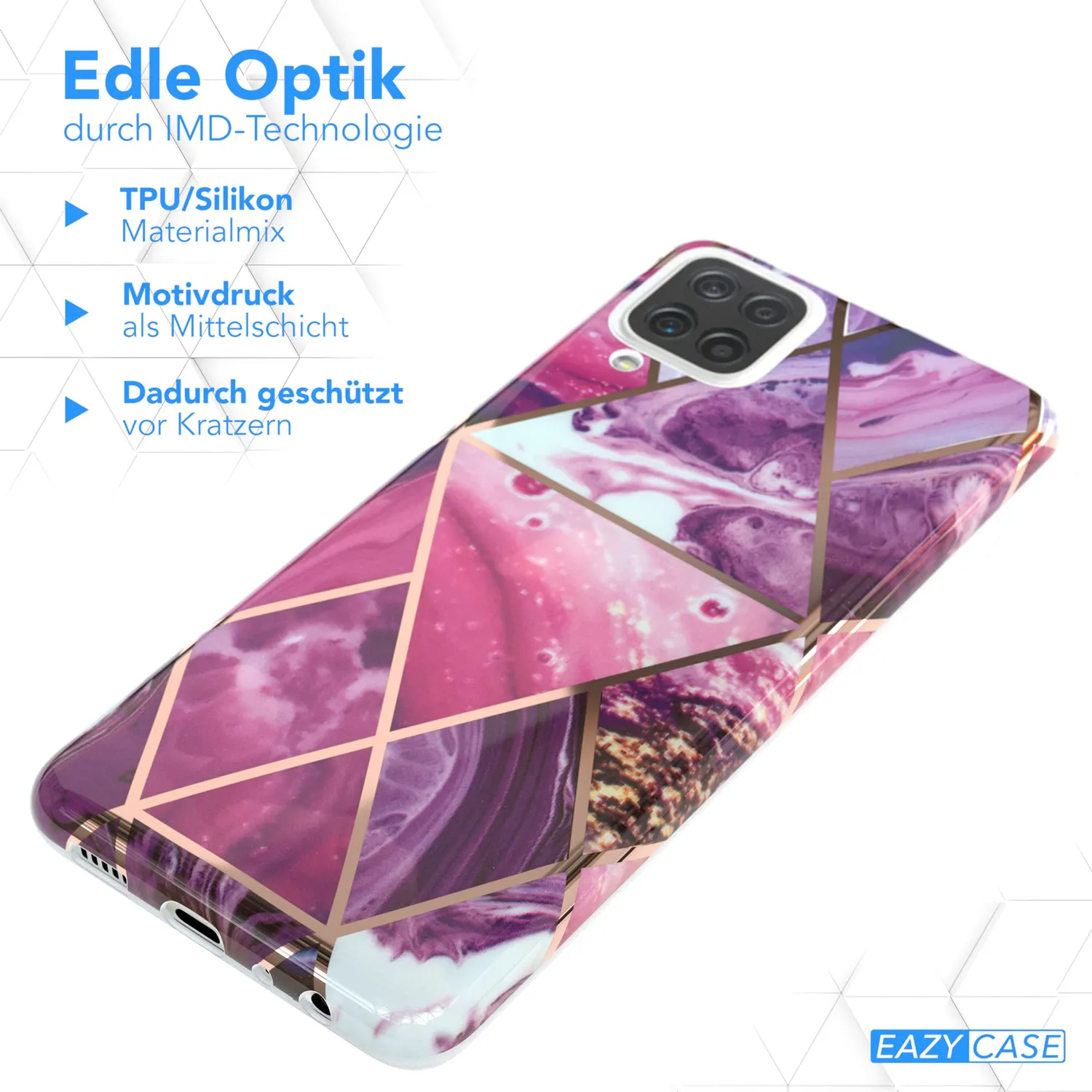 EAZY CASE Galaxy A12 Silikonhülle Marmor Beere