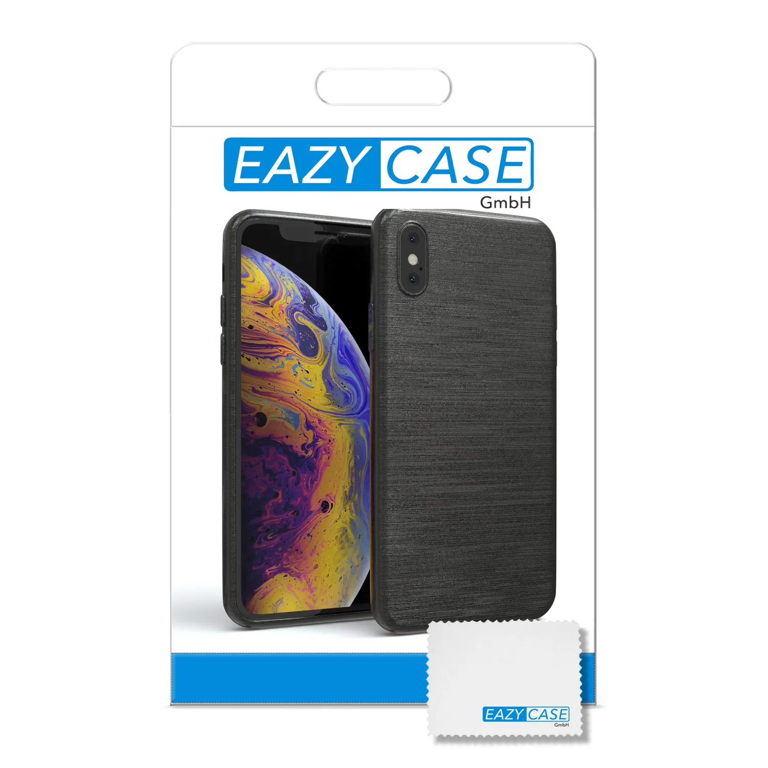 EAZY CASE iPhone X/XS TPU Hülle Brushed Anthrazit Edelstahl-Optik