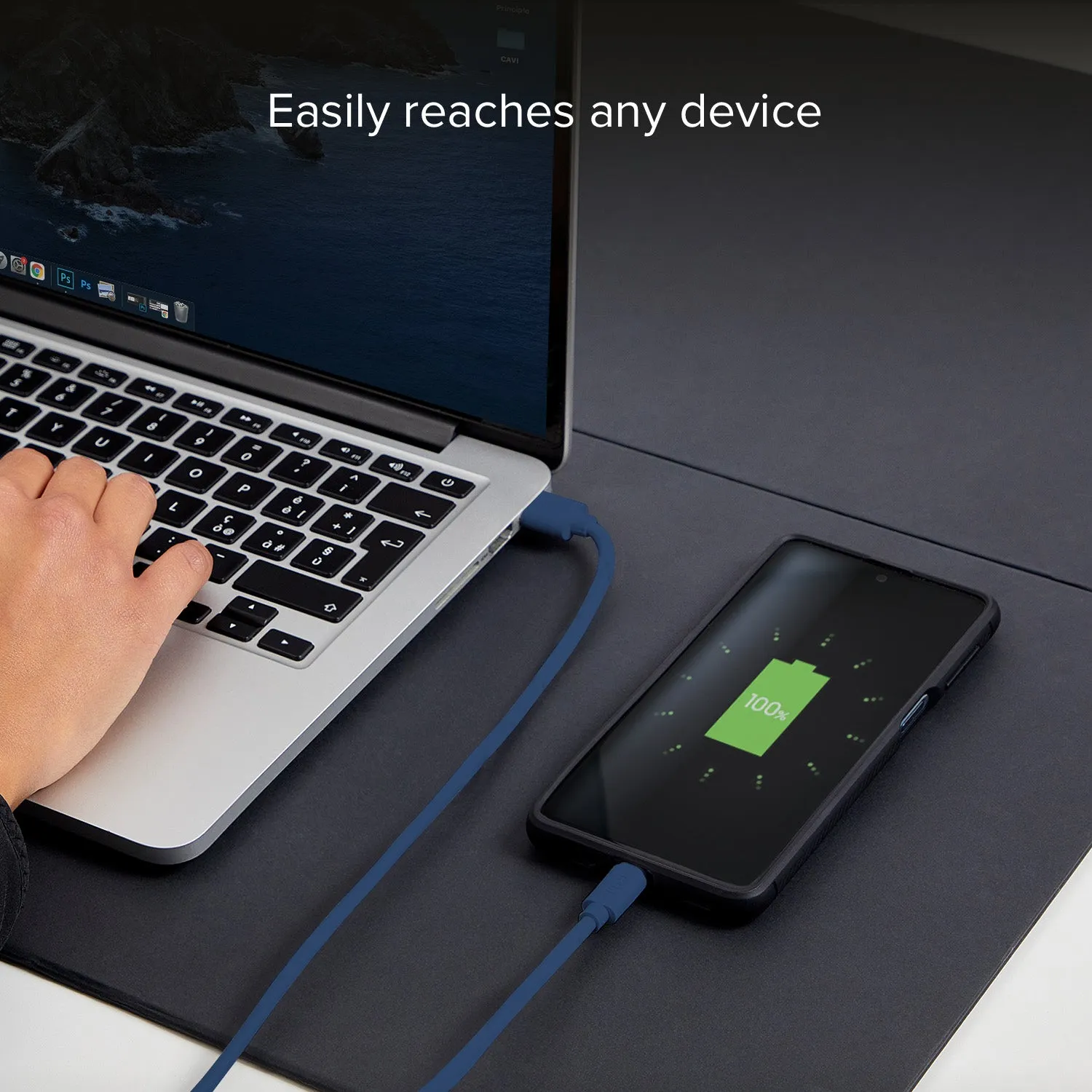 SBS Silikon USB-C Ladekabel 1,5 m blau Datenkabel
