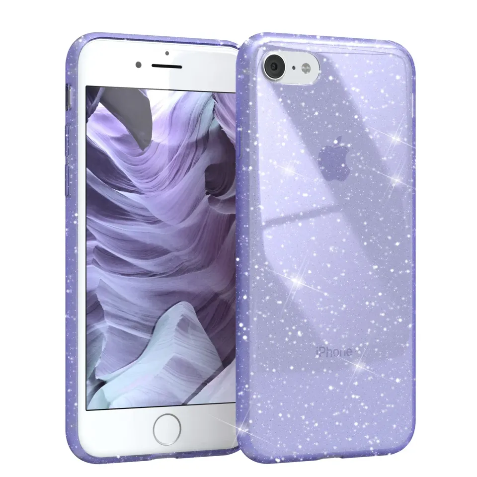 EAZY CASE iPhone SE Glitzerhülle Lila Transparent Glitter