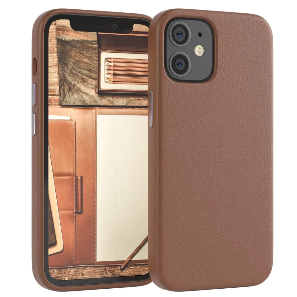 EAZY CASE iPhone 12 Mini Handyhülle Braun Kunstleder