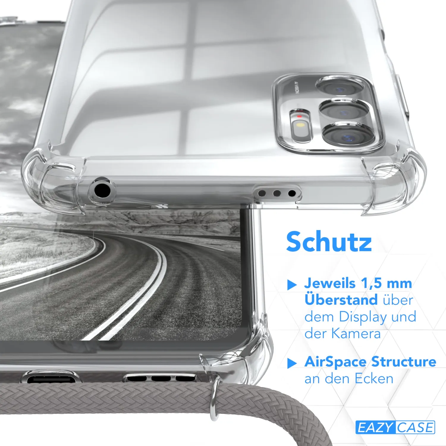 EAZY CASE Redmi Note 10 5G Handykette Anthrazit TPU