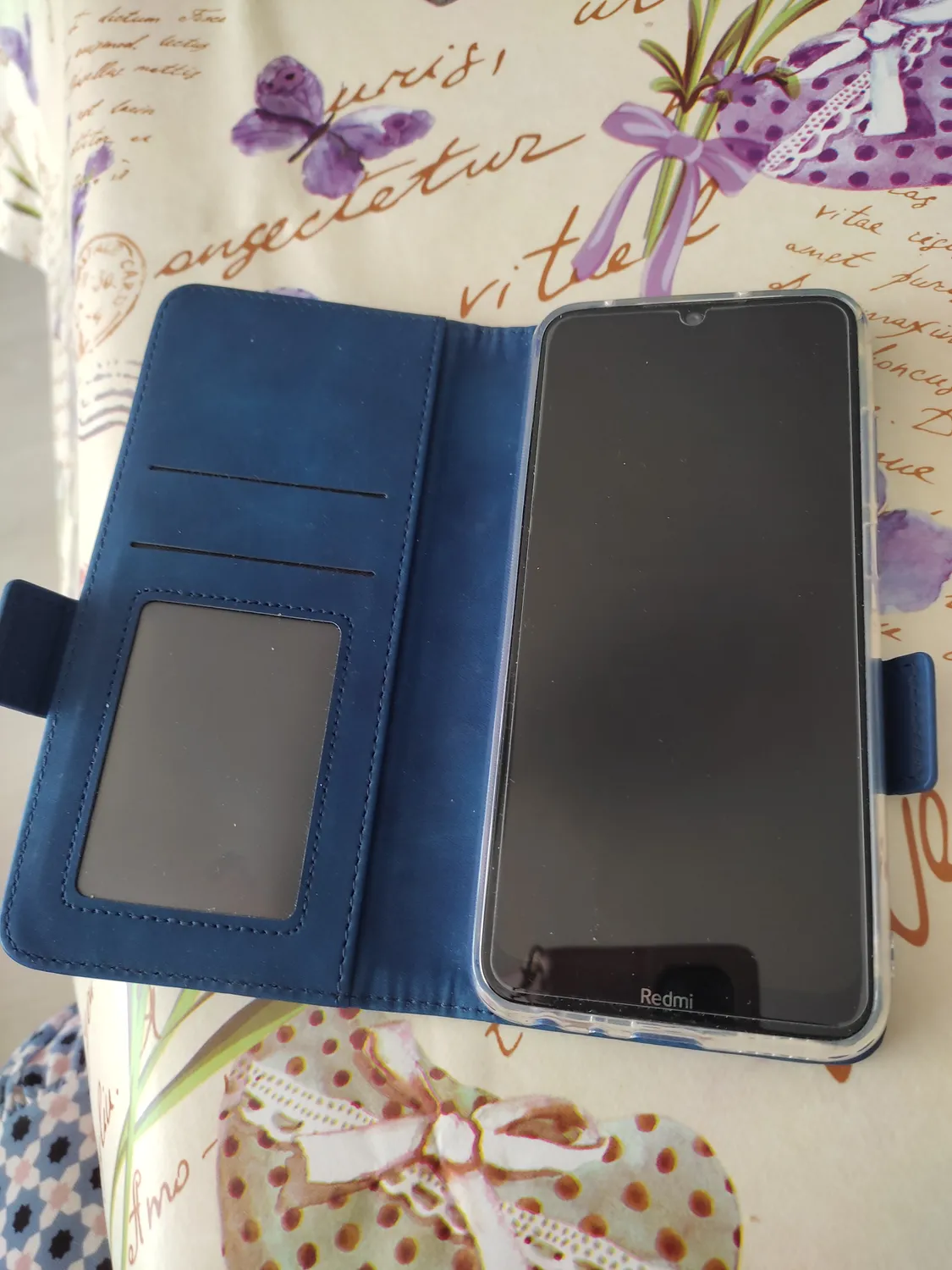YATWIN Xiaomi Redmi Note 8T Klapphülle Blau Leder RFID