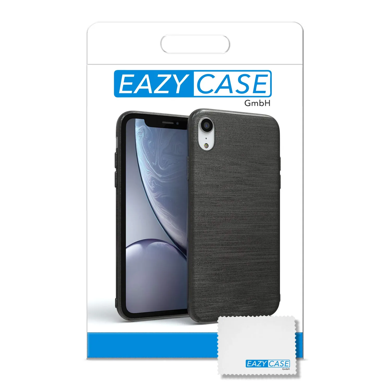 EAZY CASE Brushed iPhone XR Silikonhülle Anthrazit Edelstahl