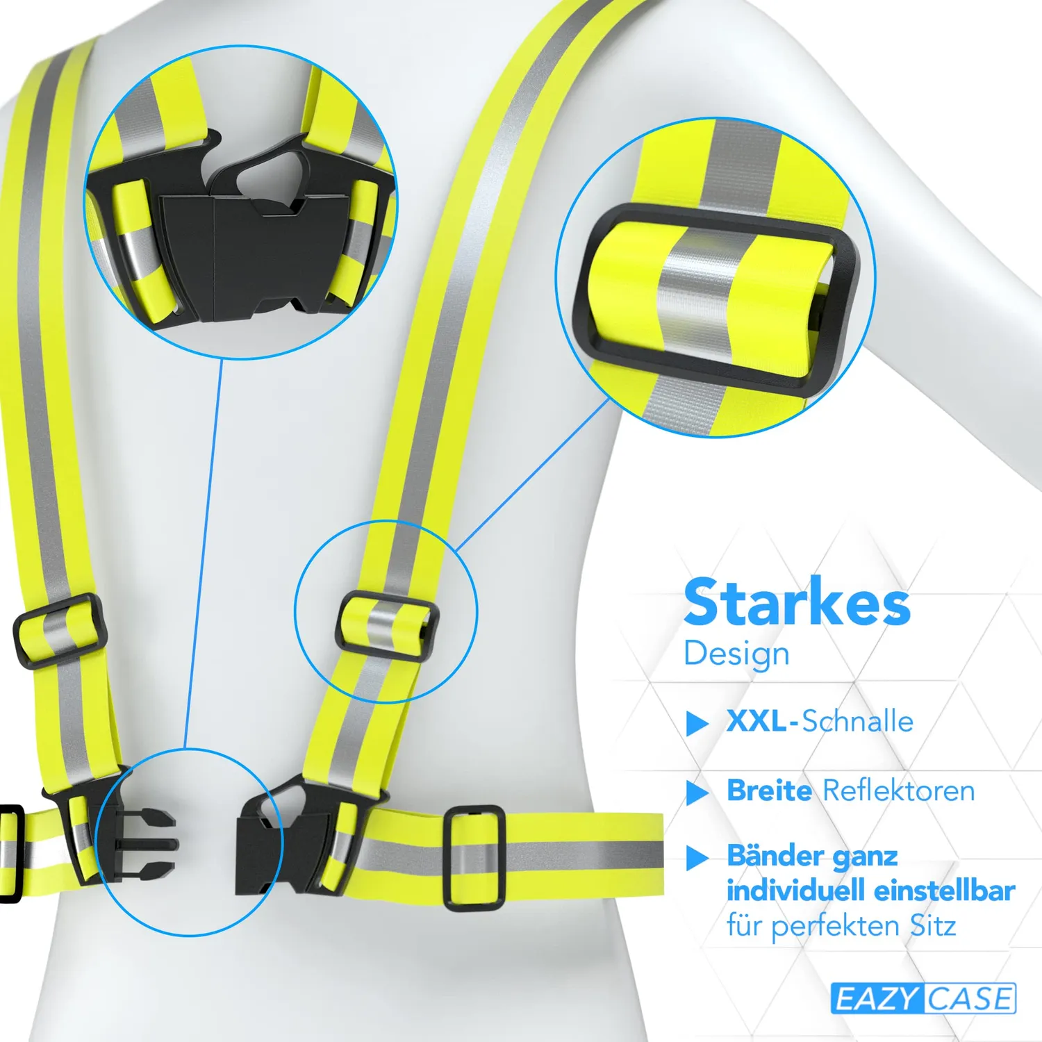 EAZY CASE Reflektoren 3 in 1 Set Reflektorweste Neon Gelb