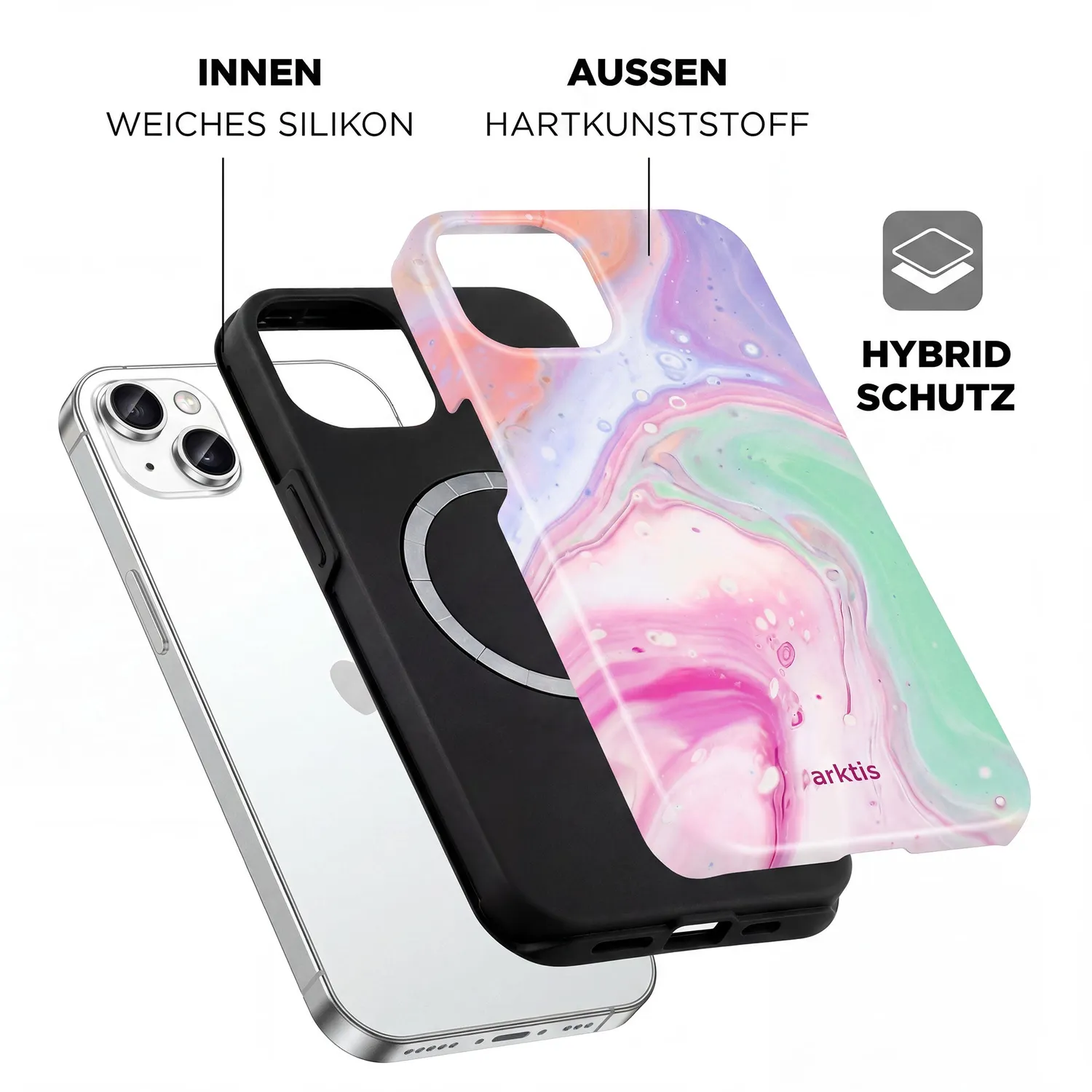 arktis Neo Marble iPhone 15 Hülle MagSafe
