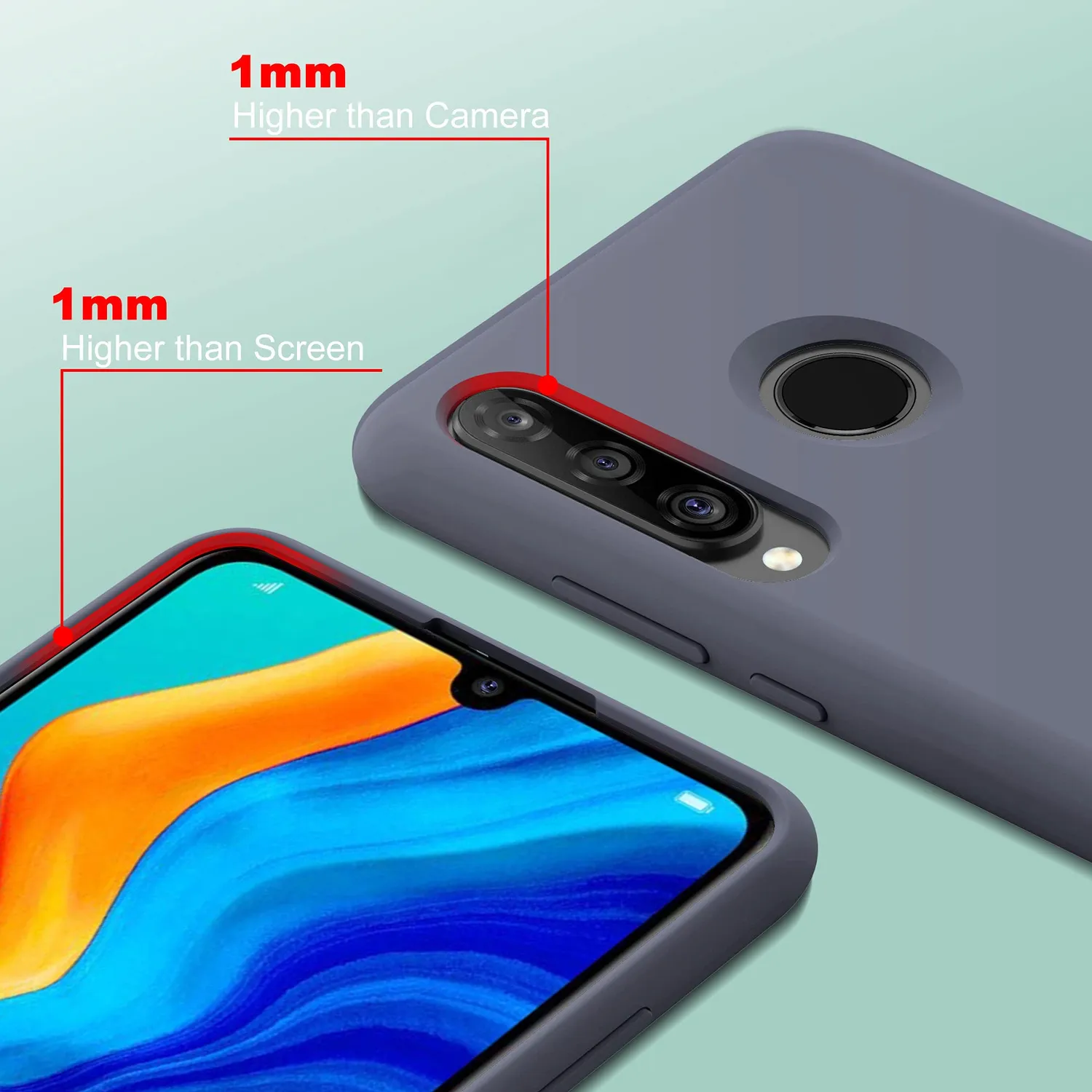 YATWIN P30 Lite Silikonhülle Huawei Grau Mikrofaser