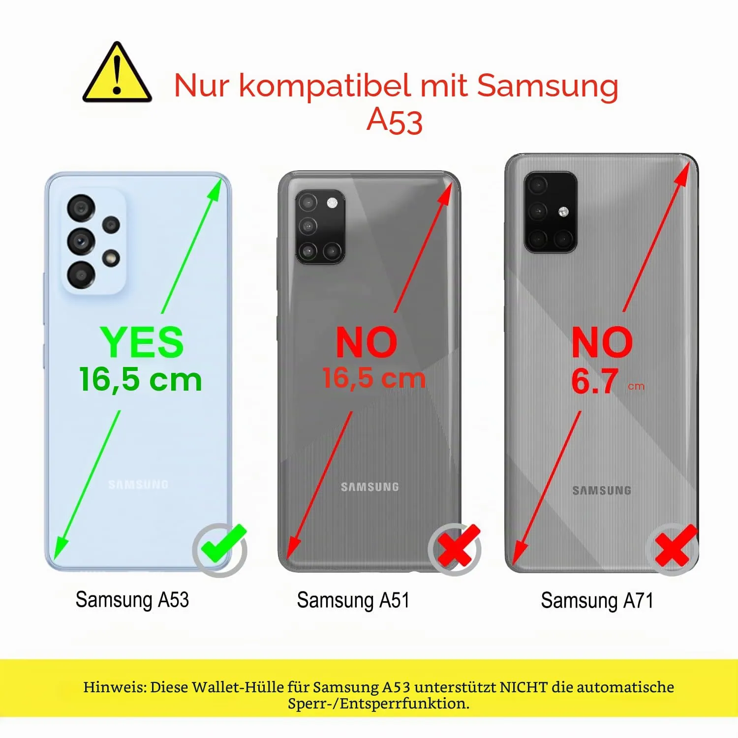 YATWIN Galaxy A53 5G Klapphülle Leder Schwarz RFID