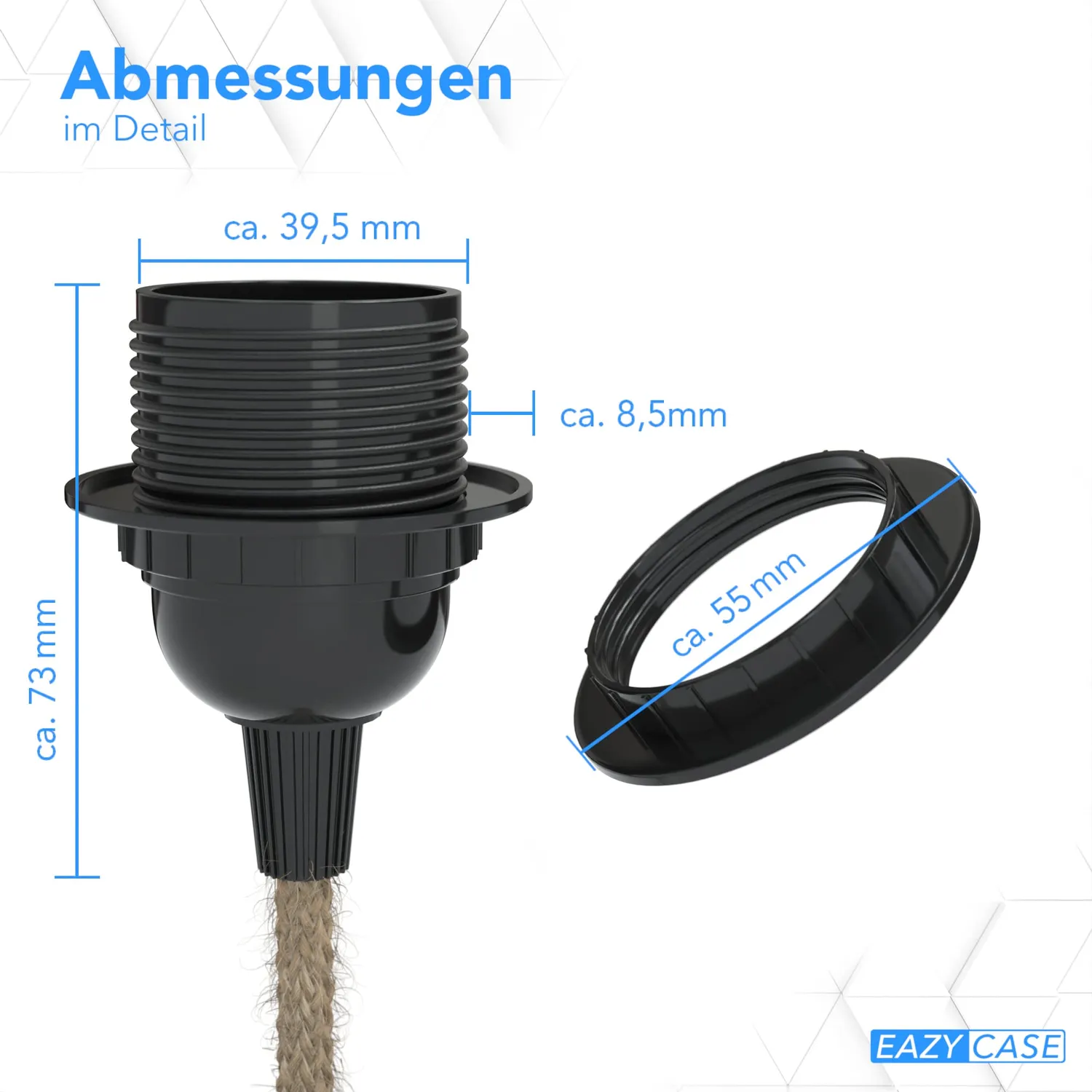 EAZY CASE Lampenfassung E27 Jute Braun mit Schalter Kabel