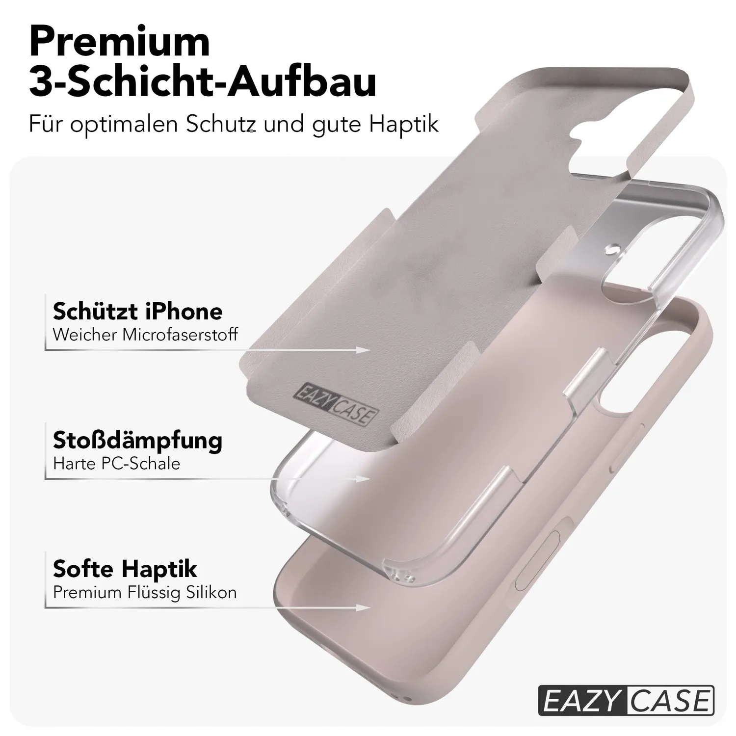 EAZY CASE iPhone 17 Silikonhülle Nude Rosa MagSafe mit Kameraschutz