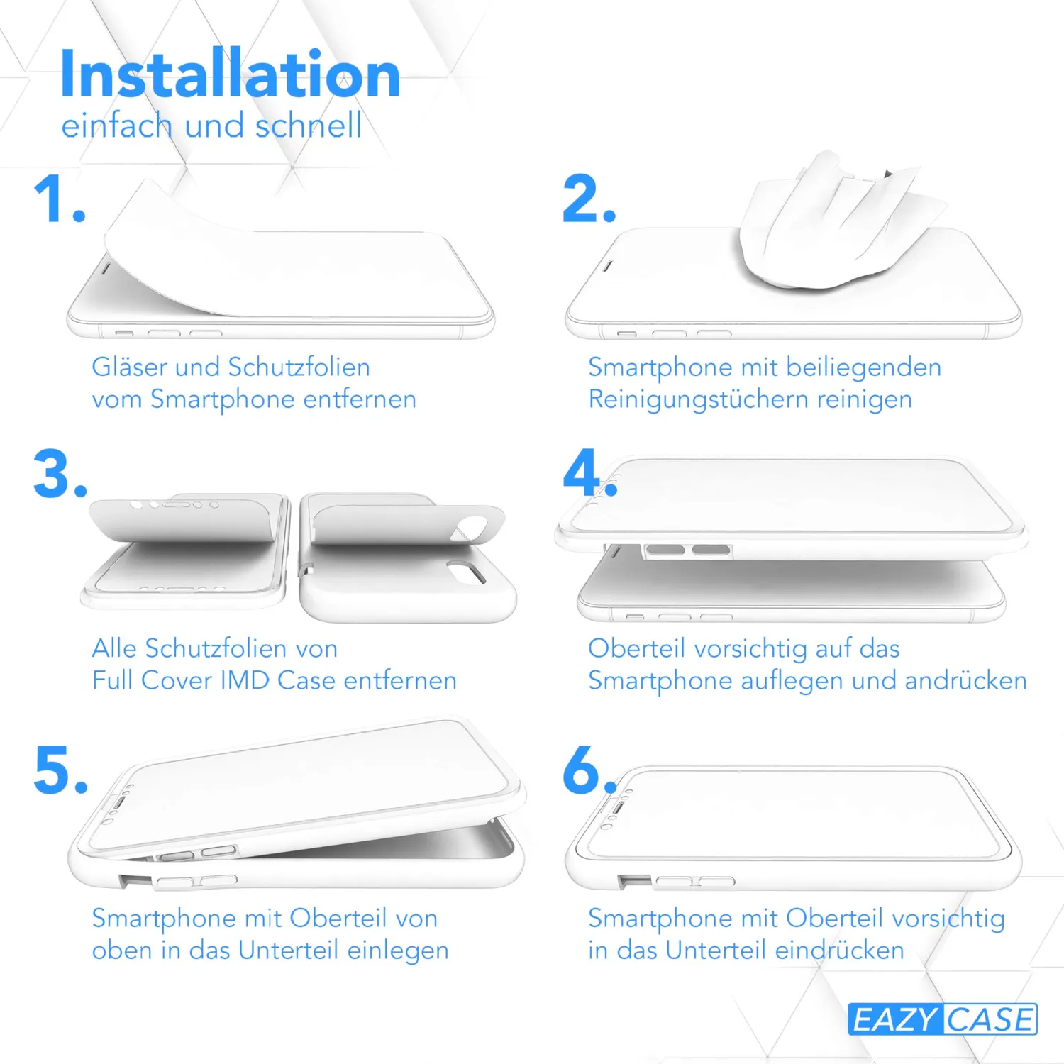 EAZY CASE 360 Grad iPhone XS Max Handyhülle Blau Full Cover