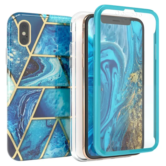 EAZY CASE 360 Grad iPhone XS Max Handyhülle Blau Full Cover