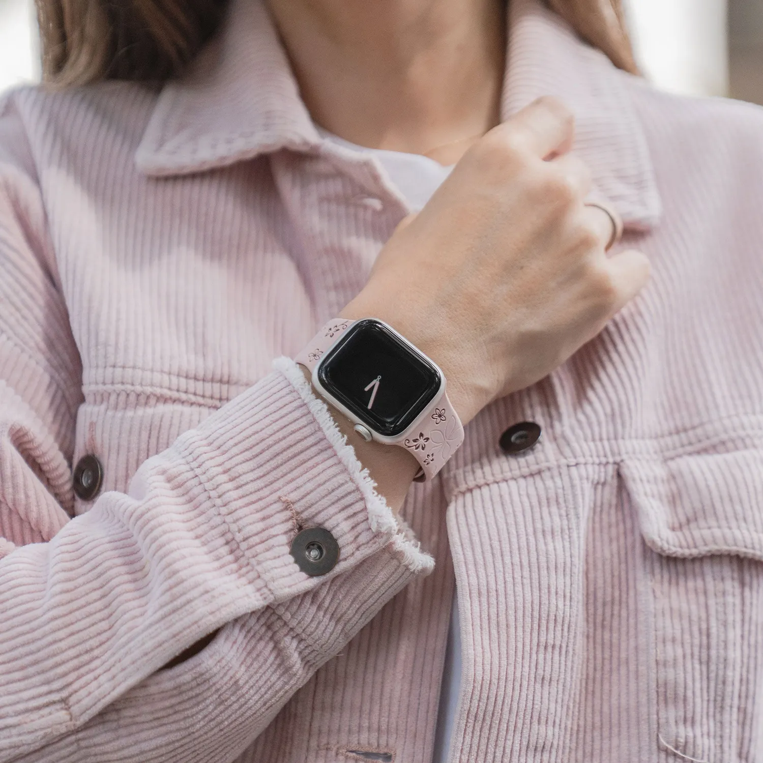 arktisband Bloom Apple Watch Silikonarmband Schwarz-Rosa 38-42mm