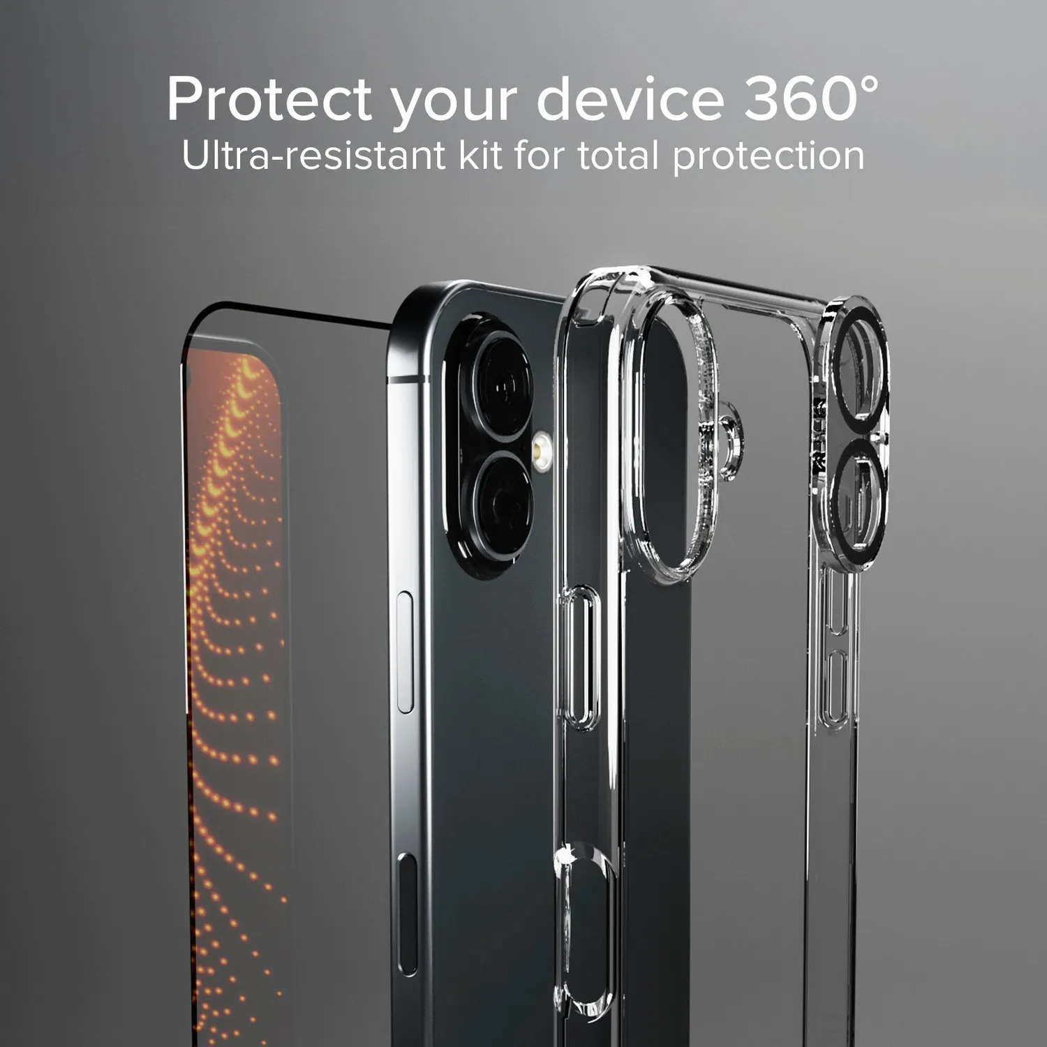 SBS D3O iPhone 16 Schutz-Set Hülle + Glas transparent
