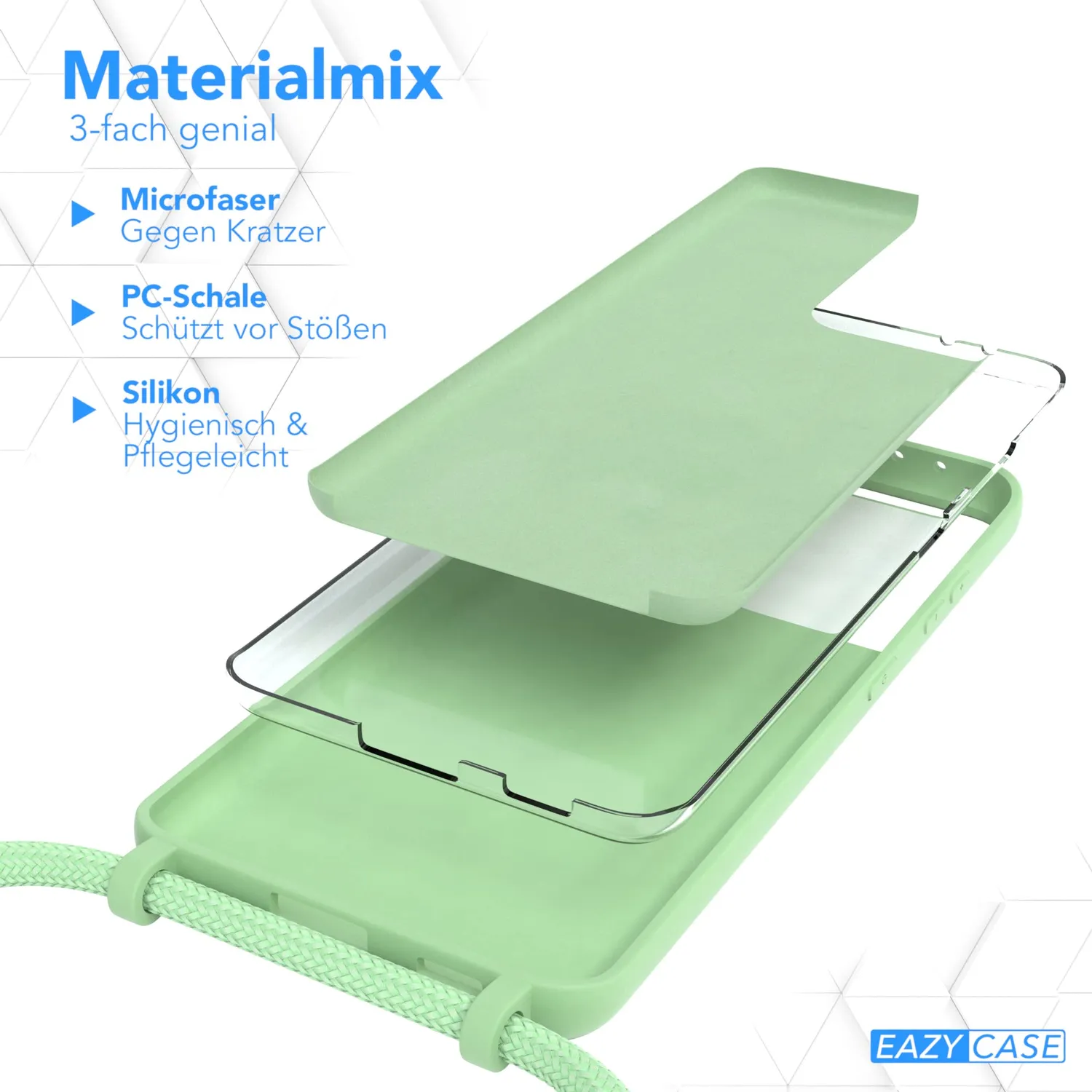 EAZY CASE Galaxy S21 Ultra 5G Handykette Hell Grün verstellbar