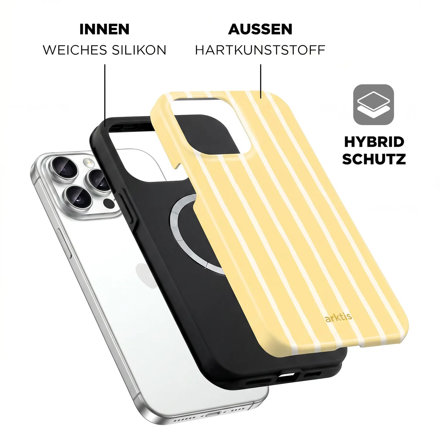arktis iPhone 15 Pro Hülle Sunny Stripes MagSafe