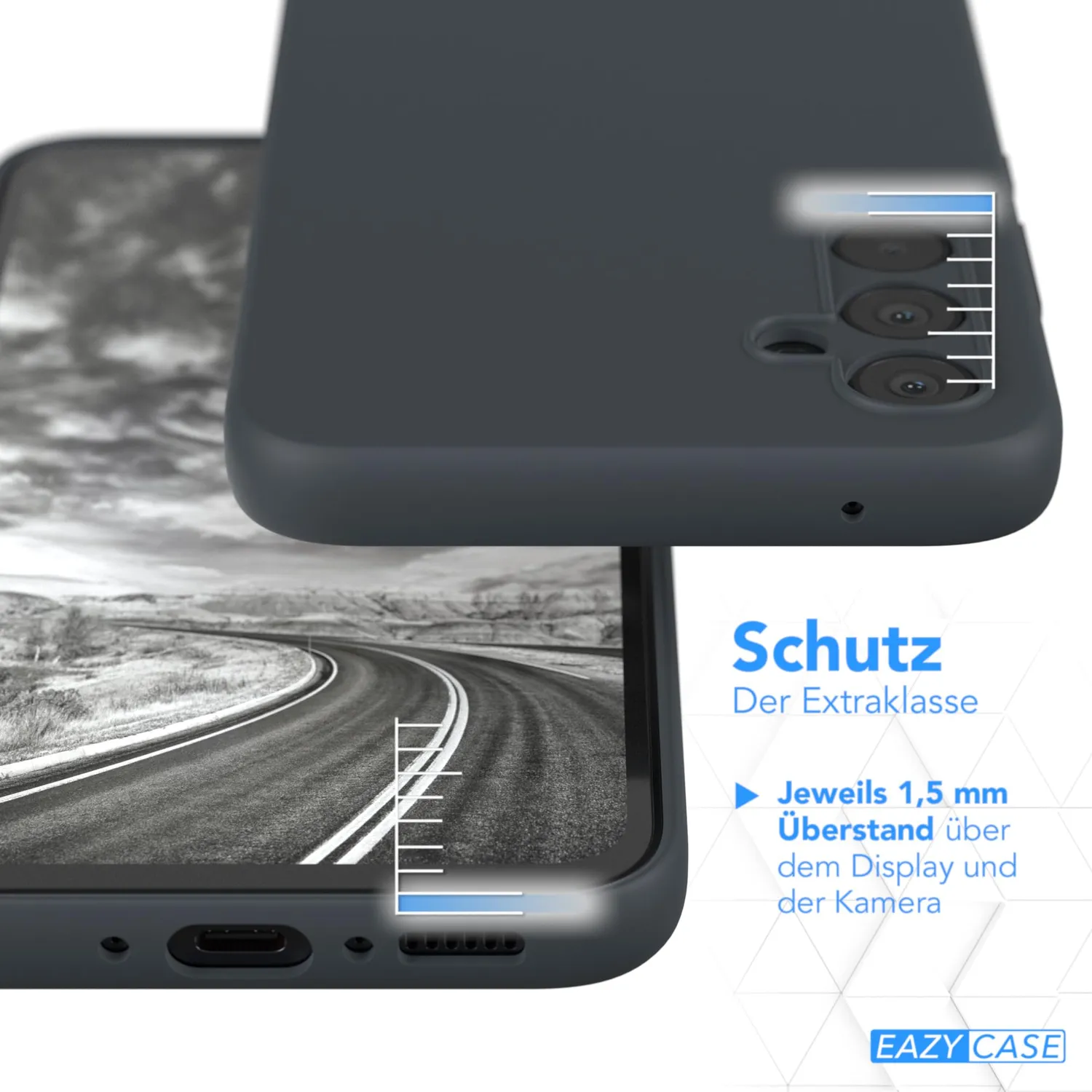 EAZY CASE Galaxy A34 Silikonhülle Dunkelgrau Kameraschutz