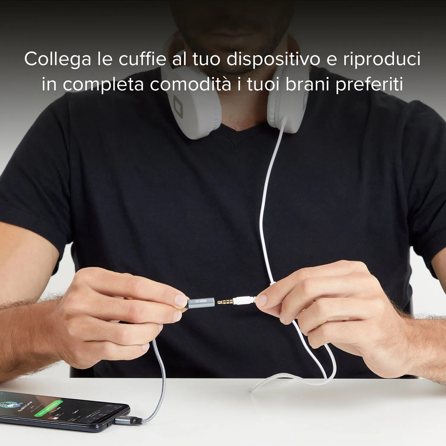 SBS USB-C auf Klinke Adapter 3,5mm 15cm schwarz