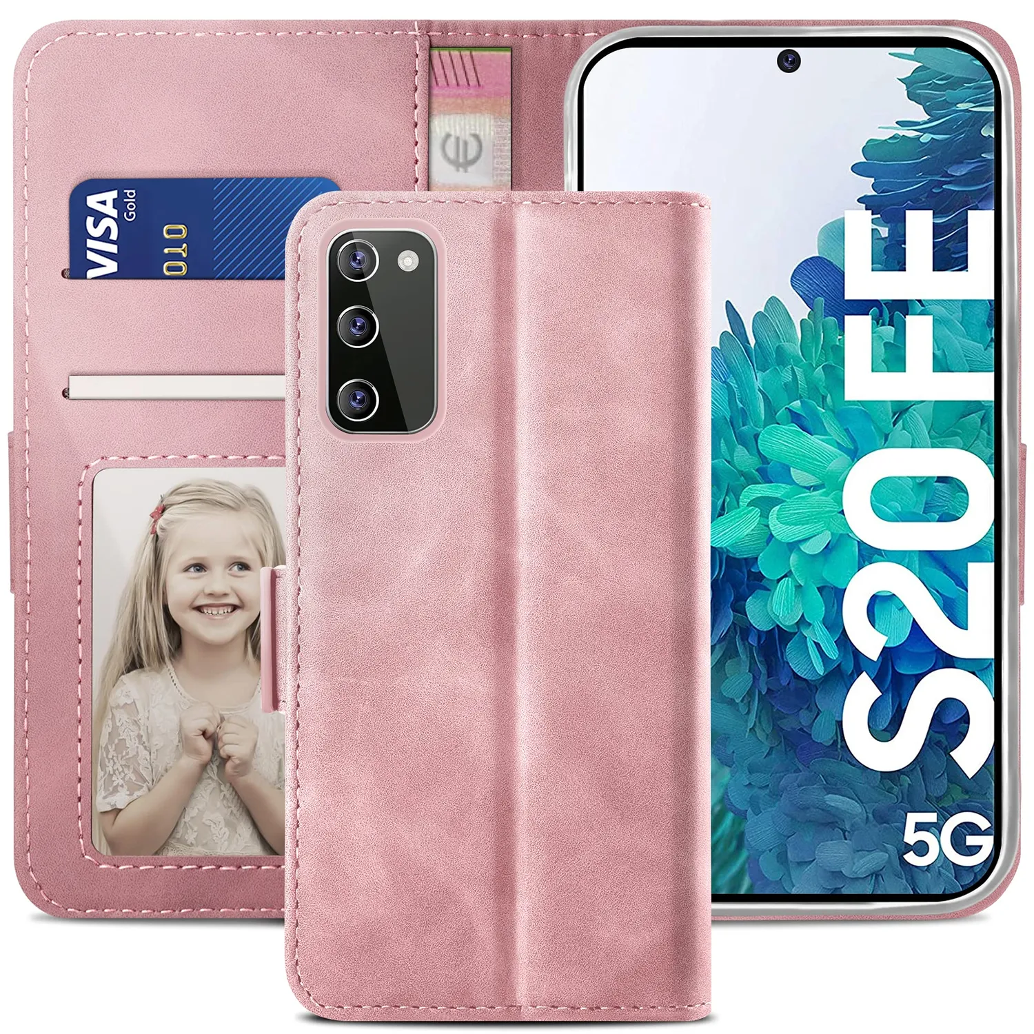 YATWIN Samsung Galaxy S20 FE Klapphülle Schwarz Leder RFID