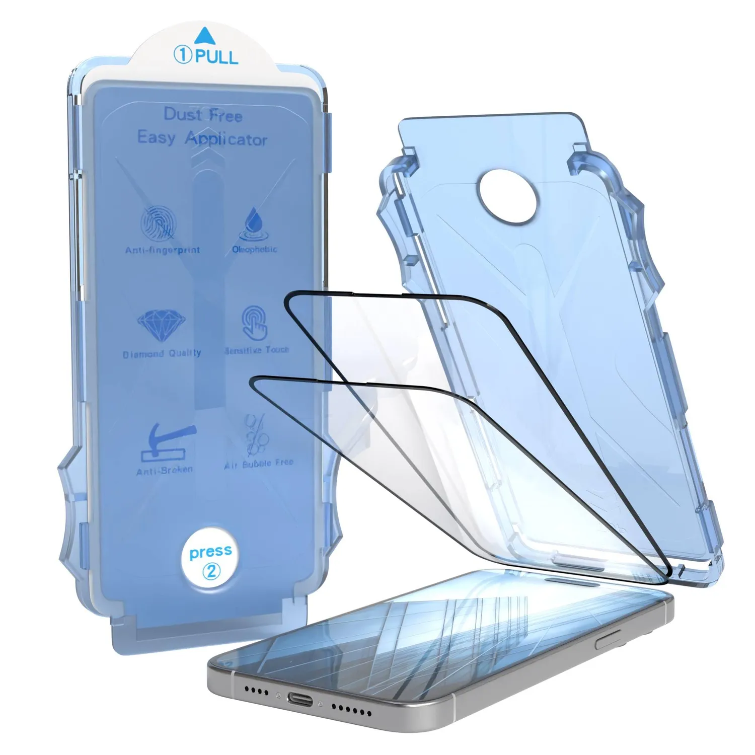 EAZY CASE iPhone 15 Panzerglas Transparent 2 Stück 9H