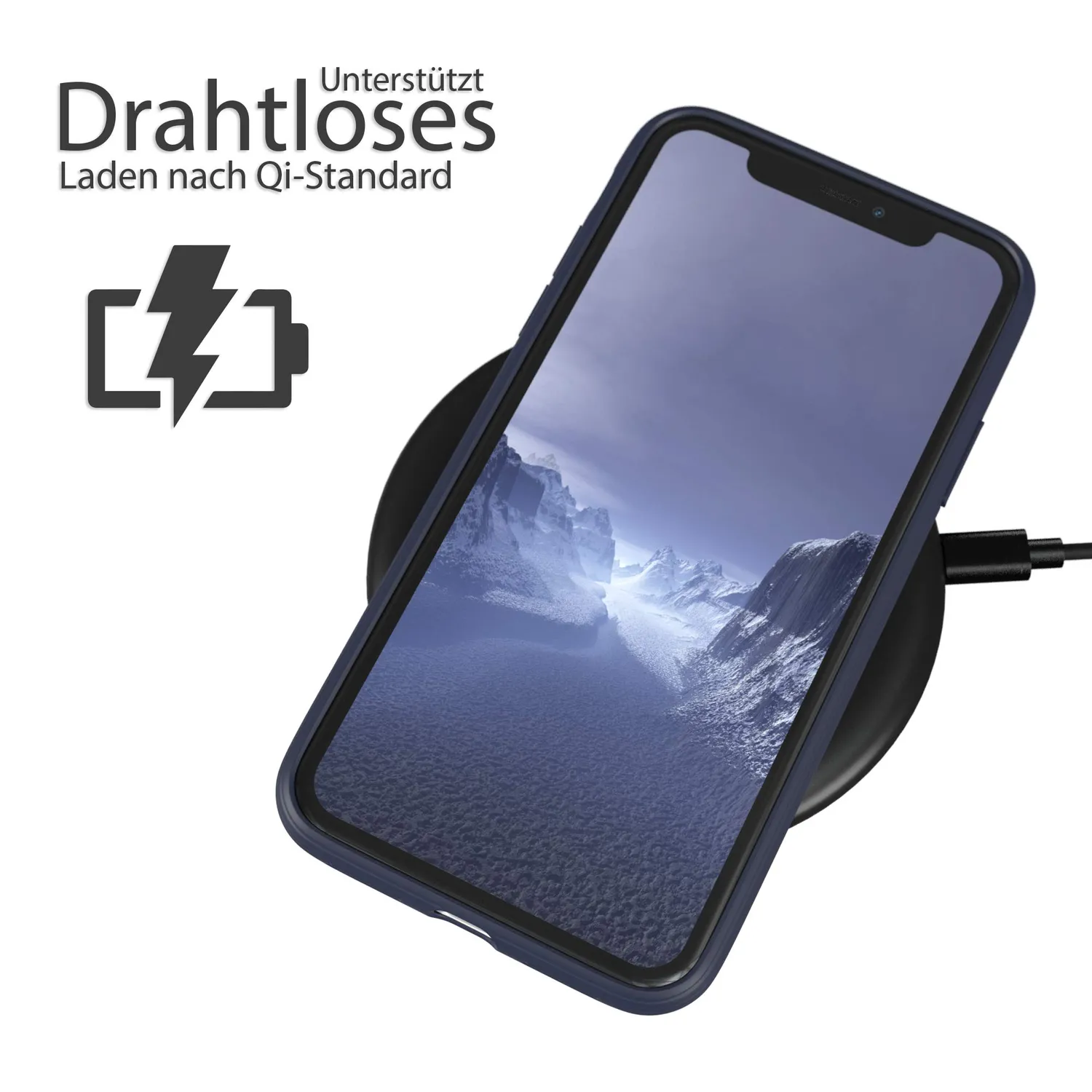 EAZY CASE Silikon Handyhülle iPhone 11 dunkelblau strukturiert