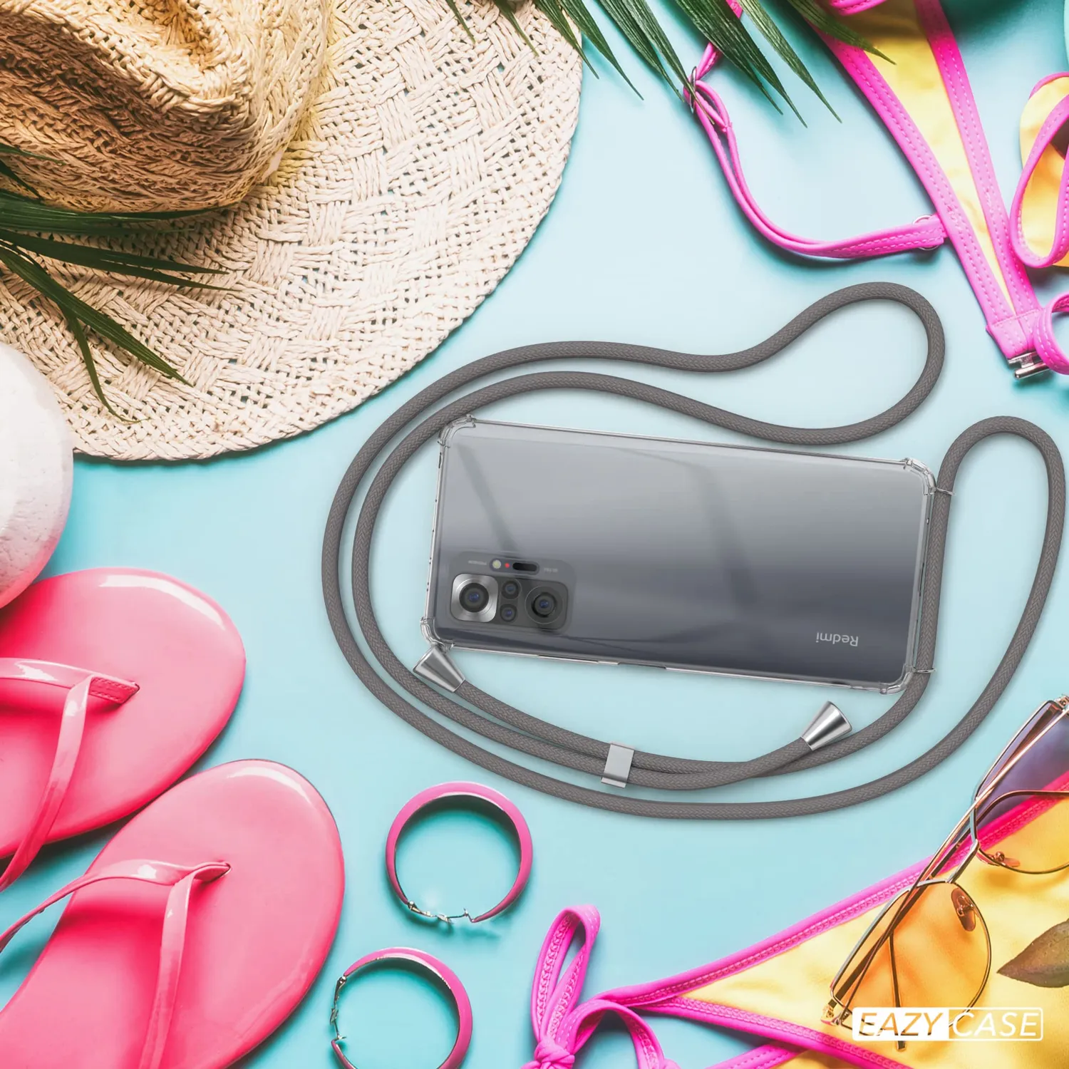 EAZY CASE Redmi Note 10 Pro Handykette Anthrazit mit Band