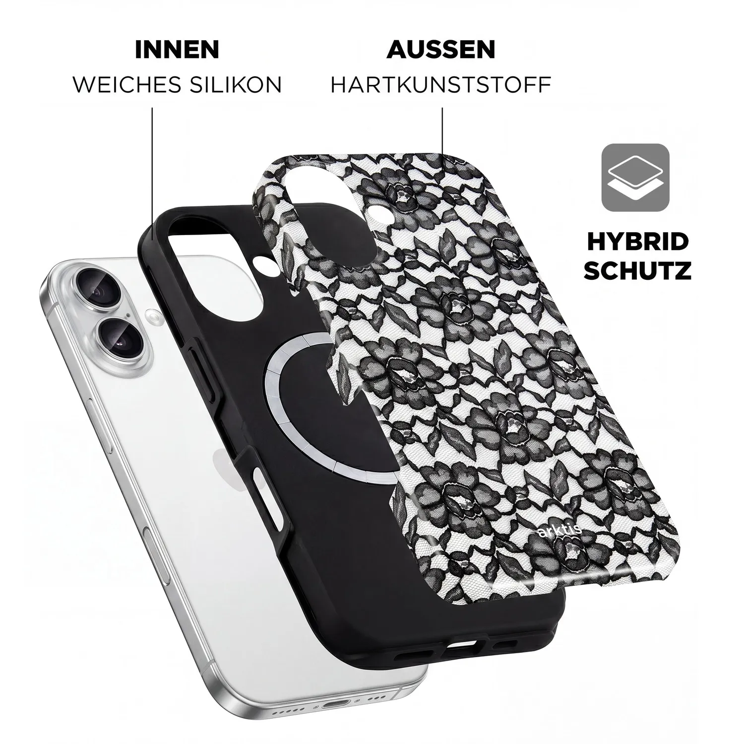 arktis iPhone 17 Hülle Dark Rose MagSafe Print