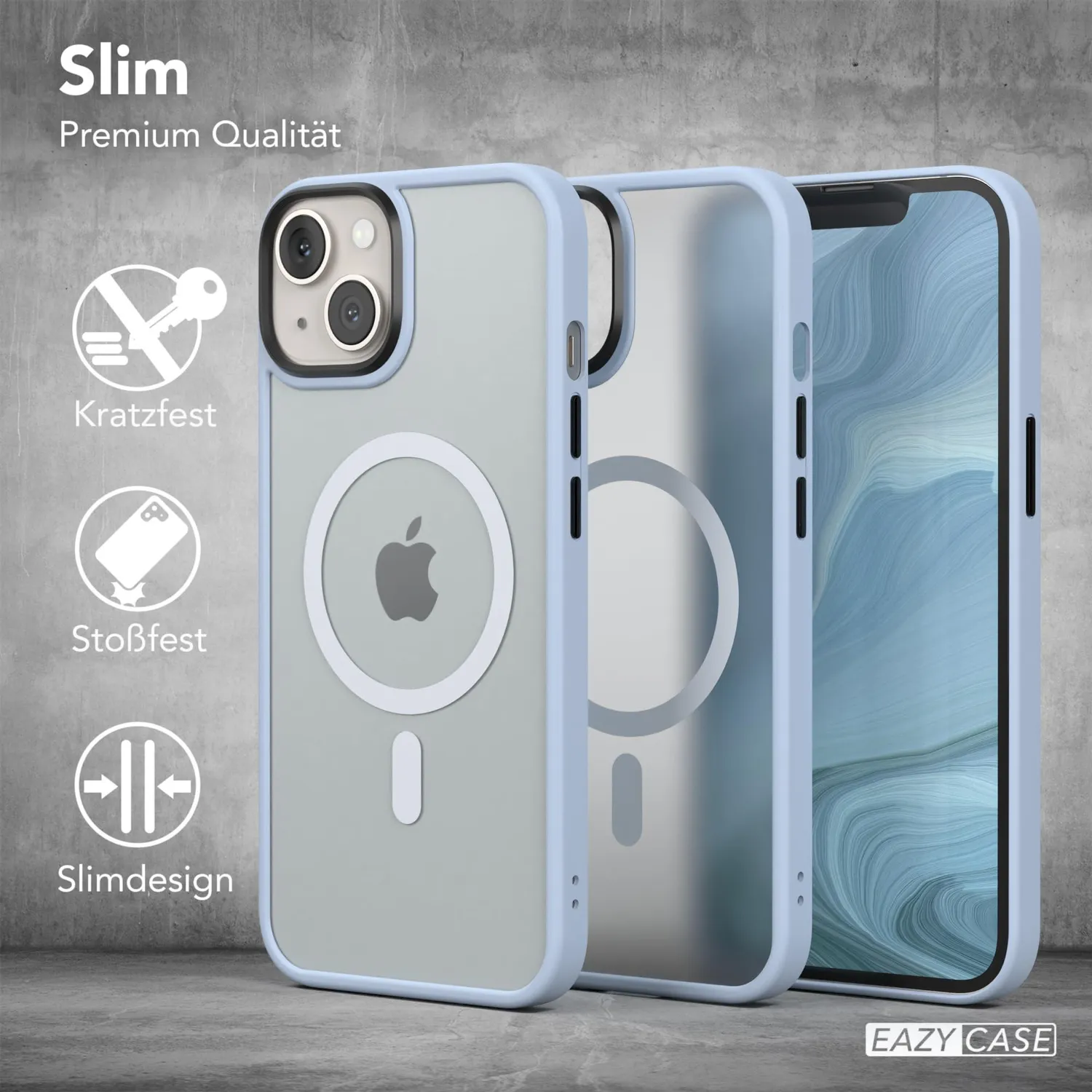 EAZY CASE Hybrid Magnet iPhone 13 MagSafe Himmelblau