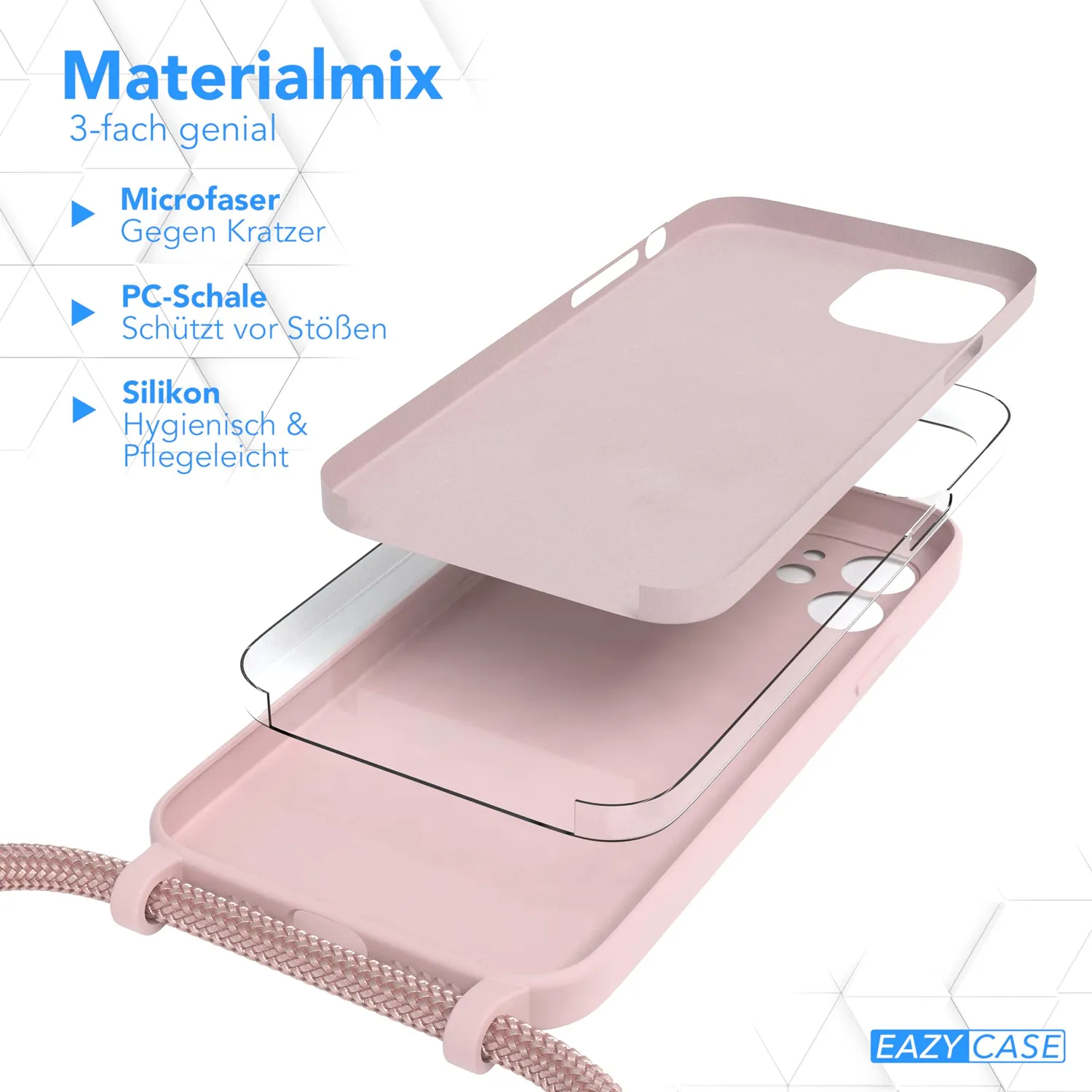 EAZY CASE Premium Silikon Handykette iPhone 12 Rose Gold flexibel