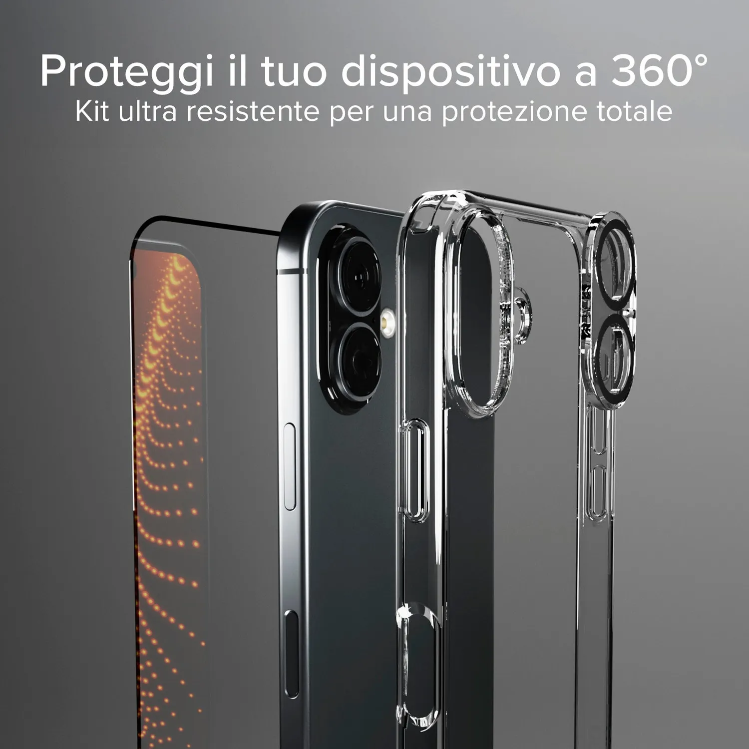 SBS D3O iPhone 16 Schutz-Set Hülle + Glas transparent