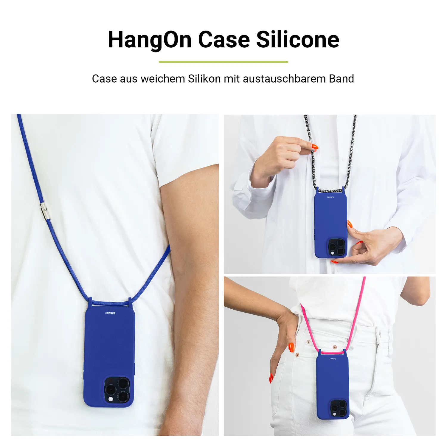 Artwizz HangOn Case Silicone +CHARGE iPhone 15 Pro Handyhülle mit Kette