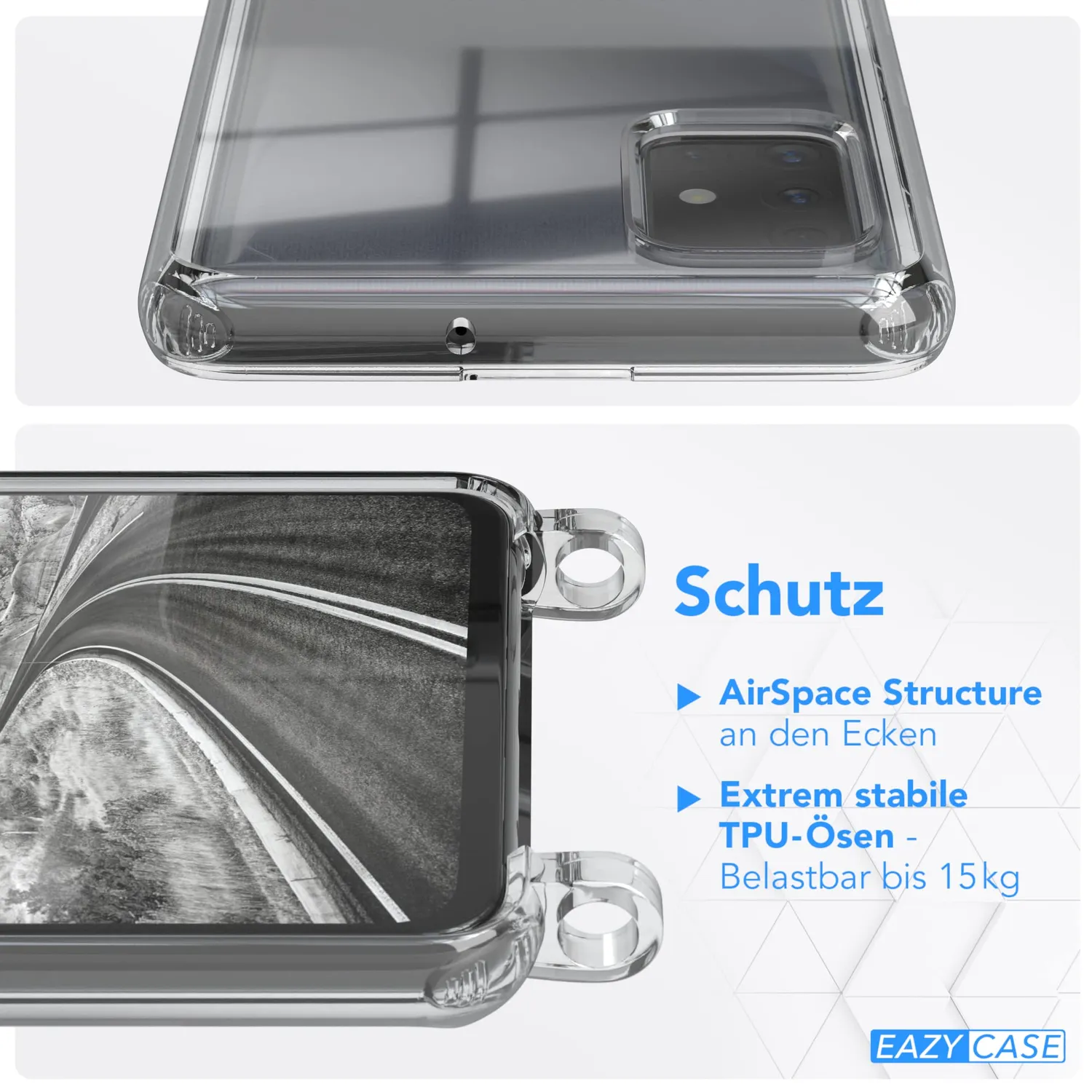 EAZY CASE Galaxy A51 Handykette Schwarz Kordel transparent
