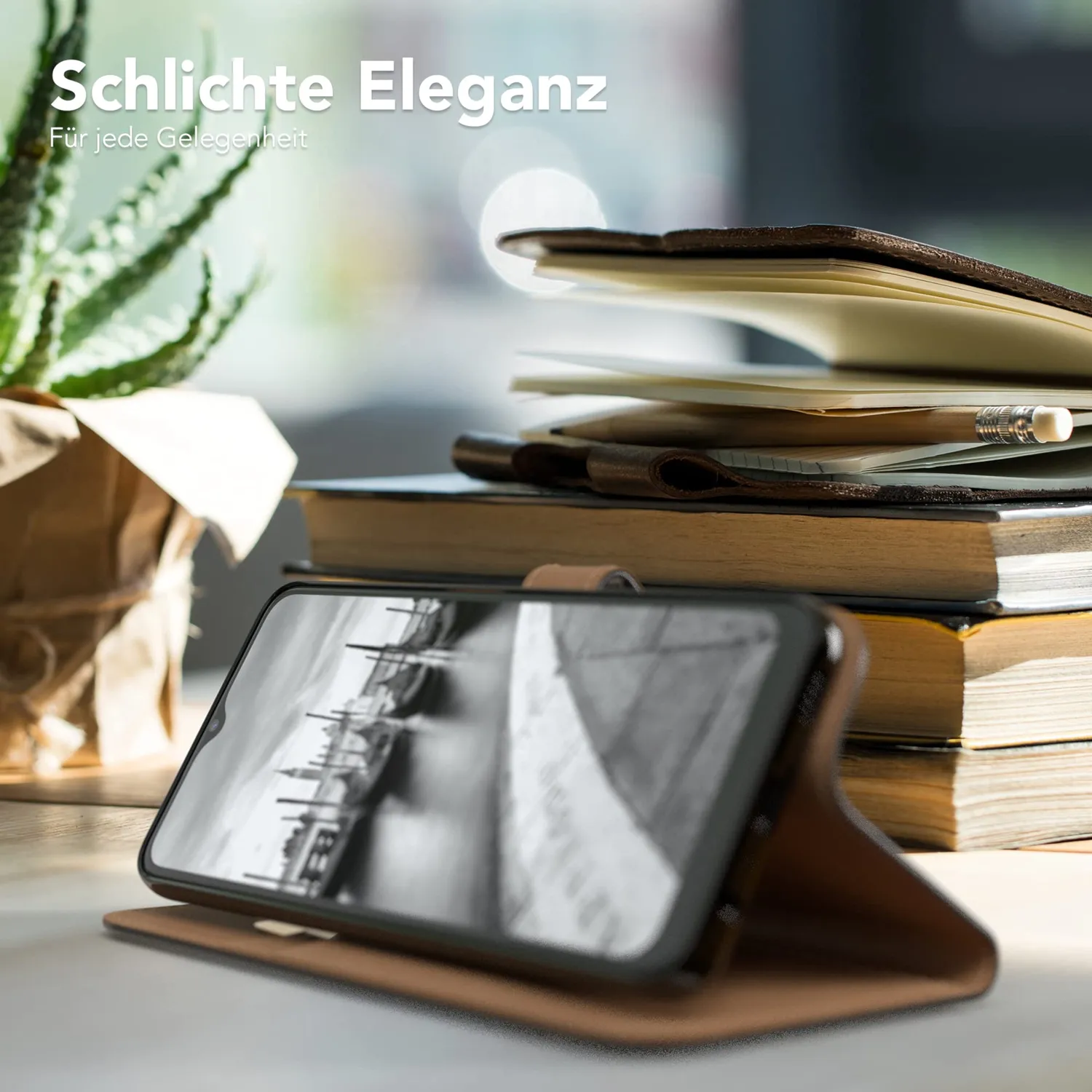 EAZY CASE Galaxy A32 5G Klapphülle Book Schwarz Kunstleder
