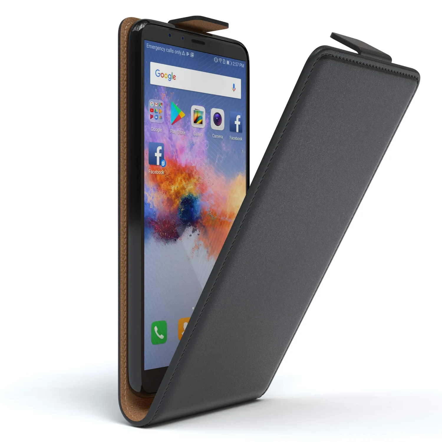 EAZY CASE Huawei Y9 2018 Klapphülle schwarz mit Kartenfach