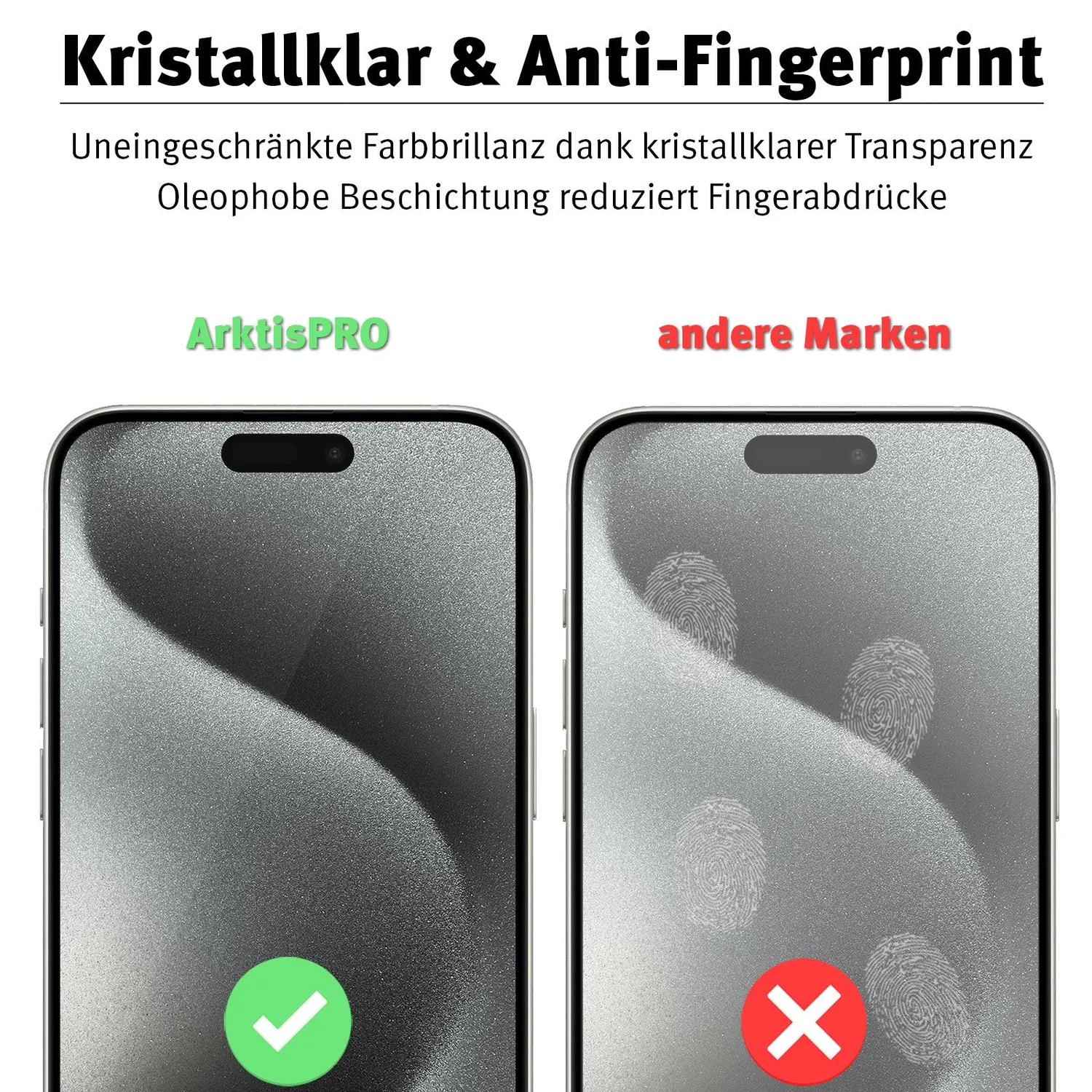 arktis Full Cover iPhone 15 Pro Max Panzerglas 9H