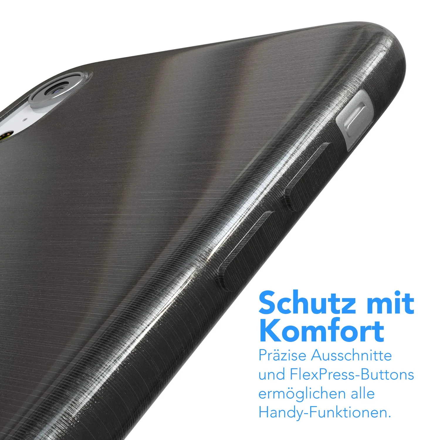 EAZY CASE Brushed iPhone XR Silikonhülle Anthrazit Edelstahl