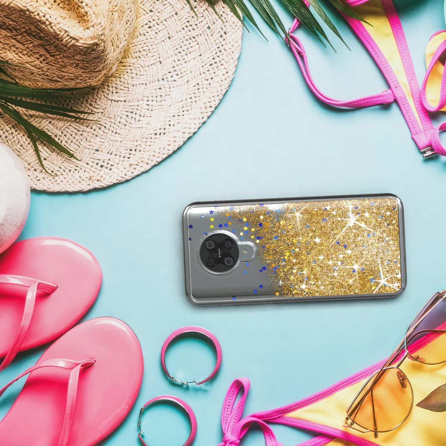 EAZY CASE Poco F2 Pro Glitzerhülle Liquid Gold Transparent