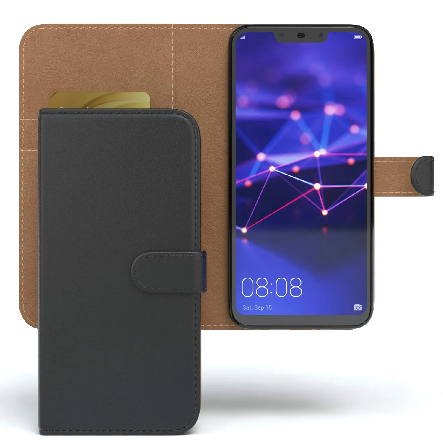 EAZY CASE Mate 20 Lite Book Handyhülle Schwarz Klapp