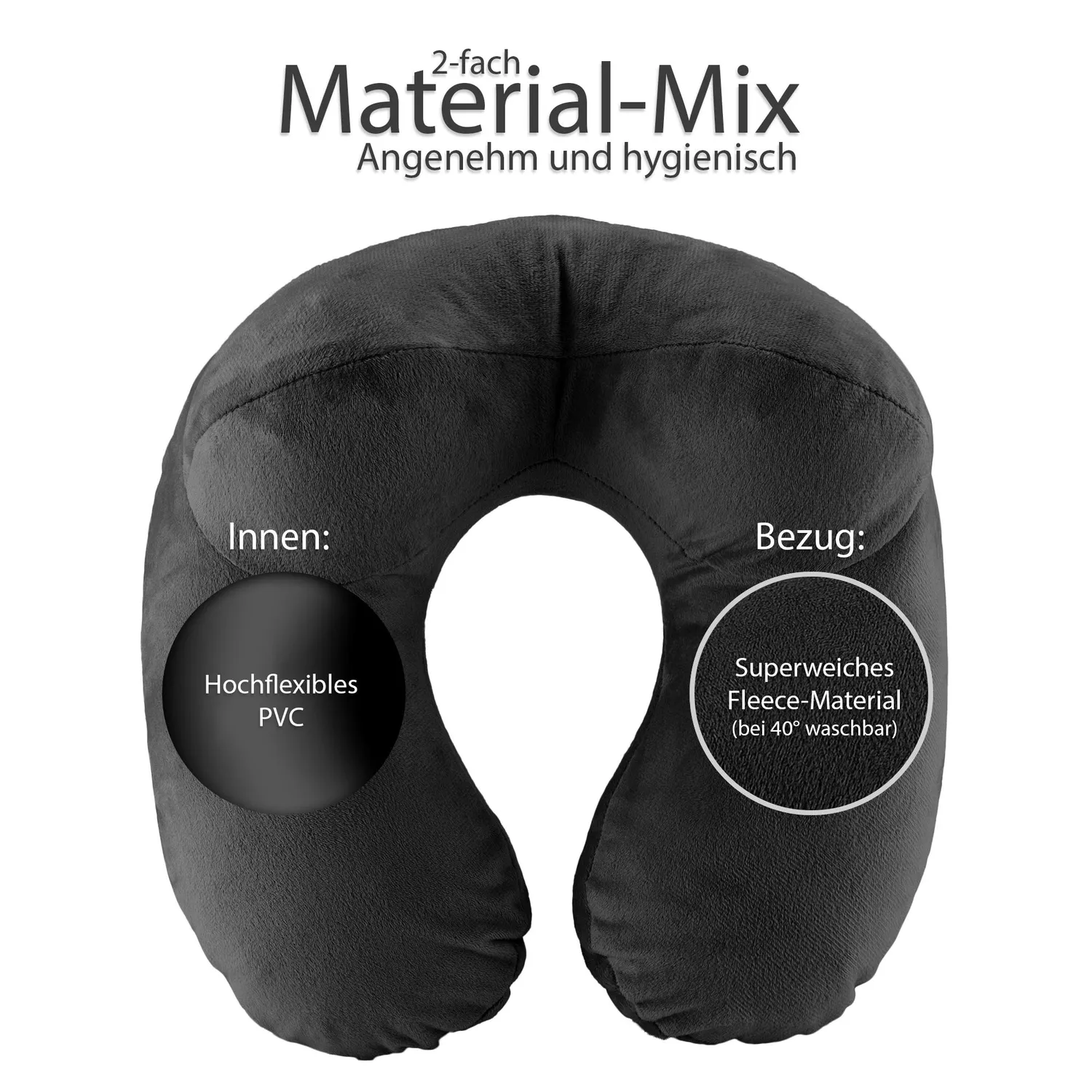EAZY CASE Nackenkissen aufblasbar Schwarz mit Maske