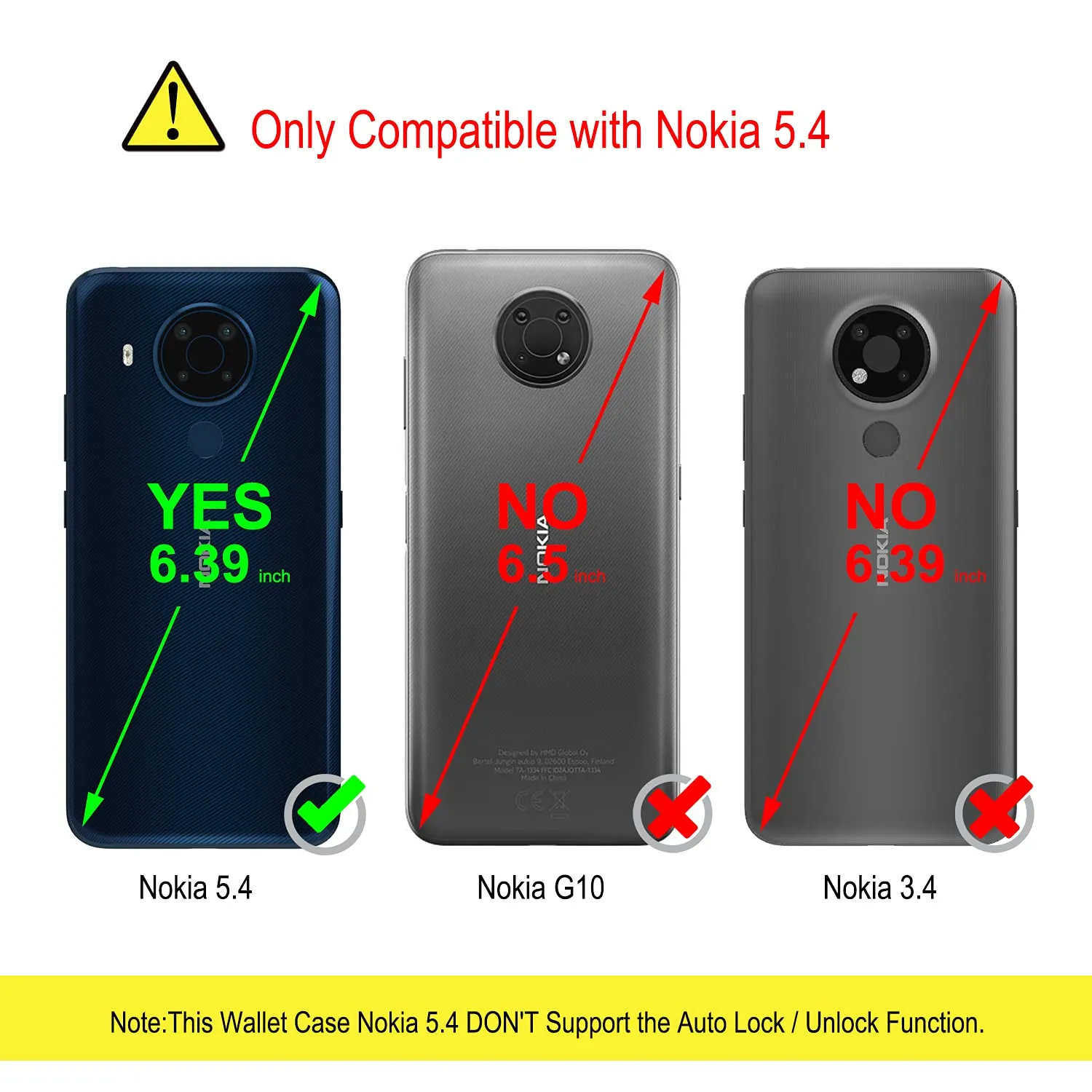 YATWIN Nokia 5.4 Klapphülle Blau Leder mit Magnet