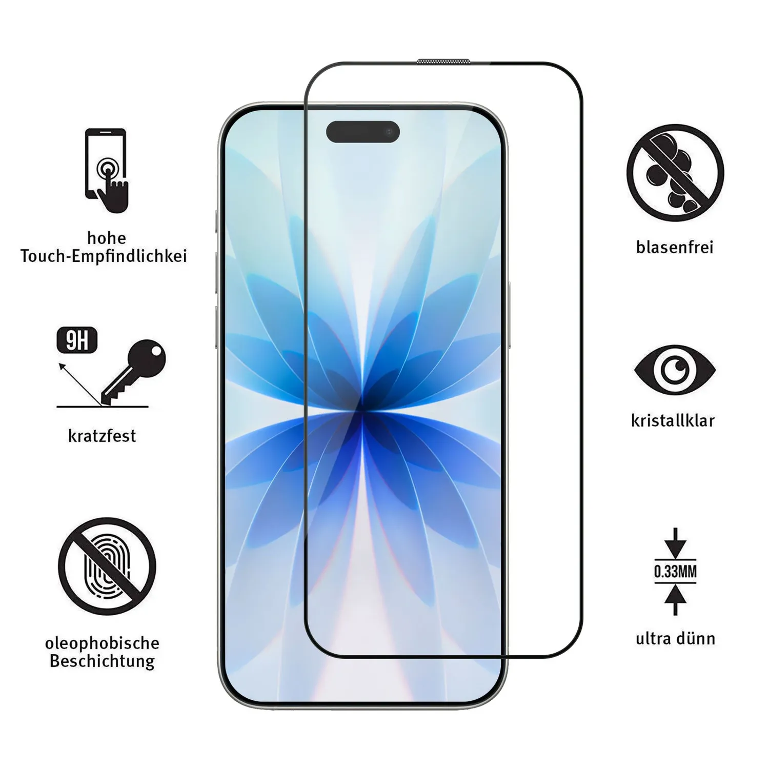 arktis iPhone 17 Panzerglas Displayschutzfolie 2 Stück staubfrei