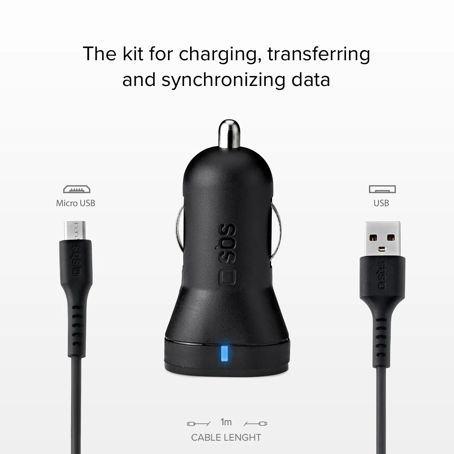 SBS Mini Autoladegerät 10W mit Micro-USB Kabel Schnellladen
