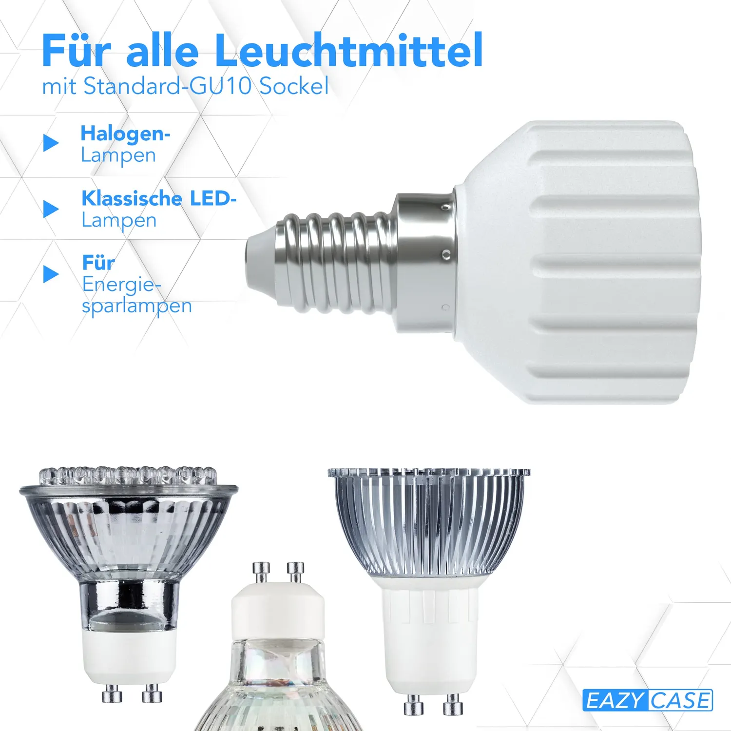 EAZY CASE E14 auf GU10 Adapter Weiß 4er Set LED
