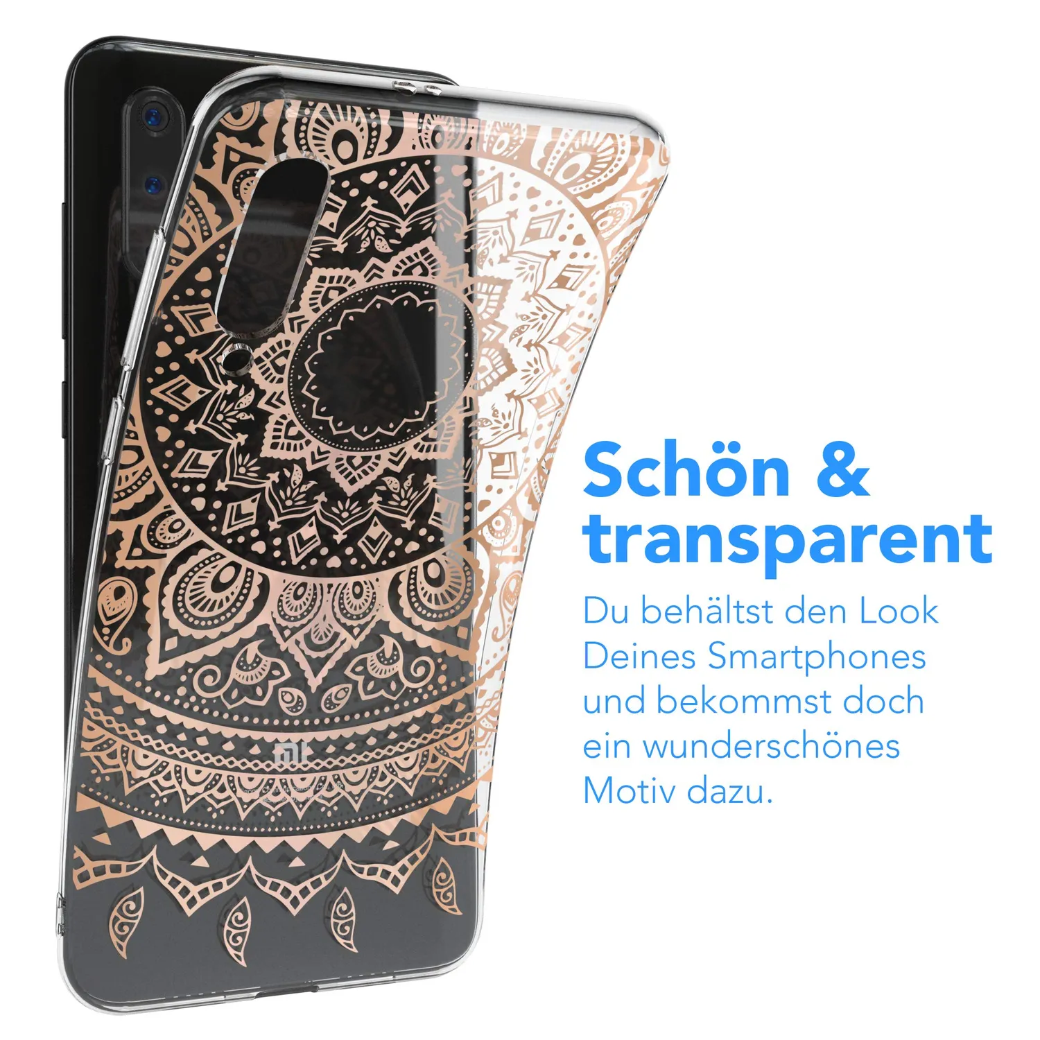 EAZY CASE Xiaomi Mi 9 Handyhülle Mandala Henna Rosé-Gold