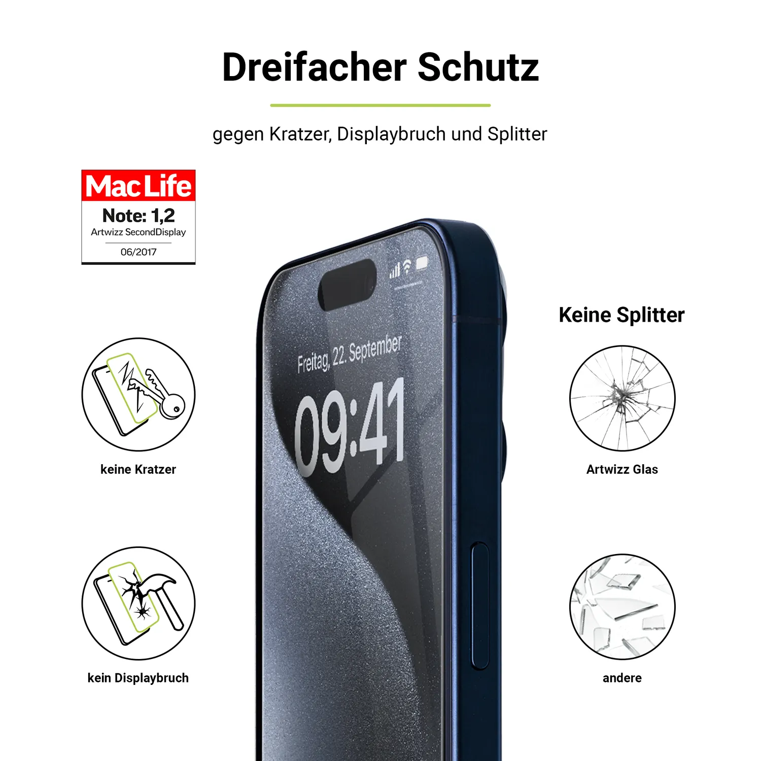Artwizz SecondDisplay iPhone 16 Pro Panzerglas klar