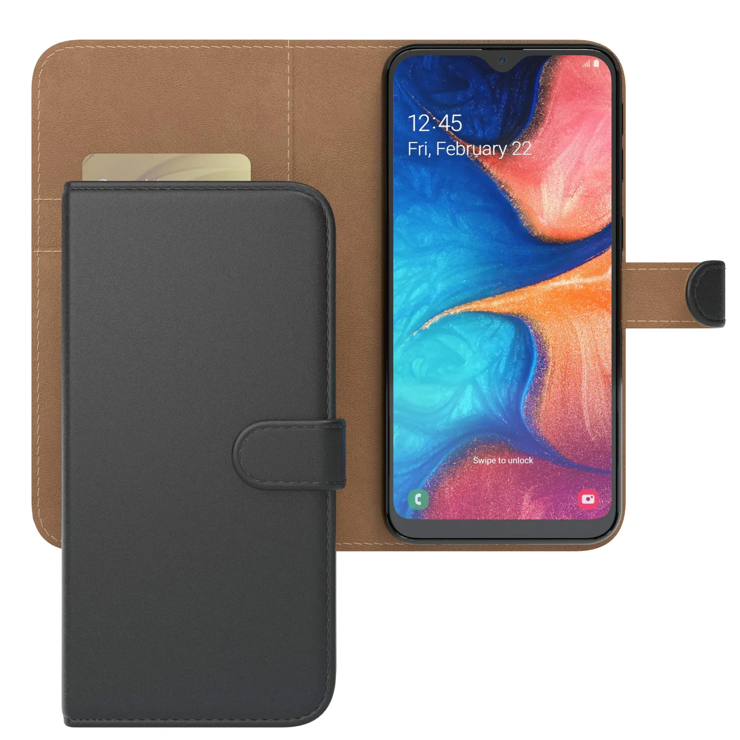 EAZY CASE Galaxy A20e Klapphülle Schwarz mit Kartenfach