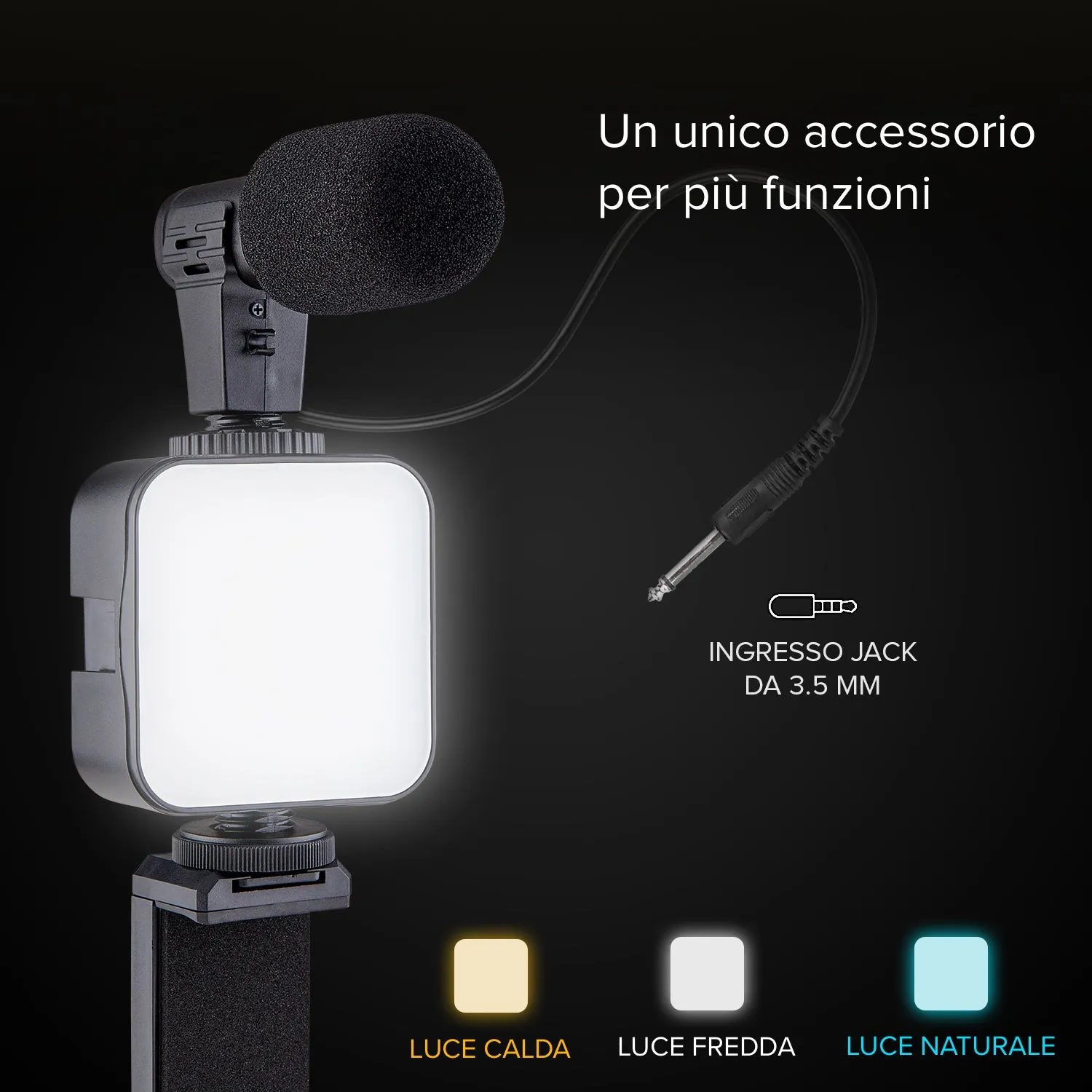 SBS Pocket Stativ Kit mit LED-Licht und Mikrofon