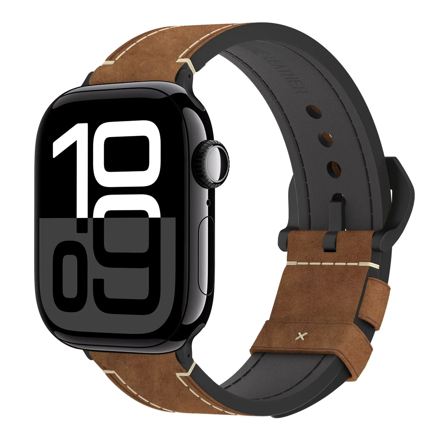 arktis Palermo Grande Apple Watch Armband Wüstenbraun Leder