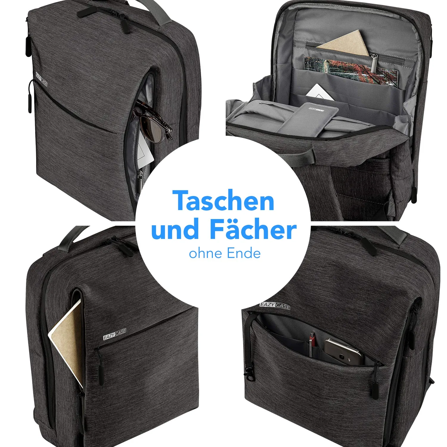 EAZY CASE Daypack Rucksack 15 Zoll 15L Dunkelgrau